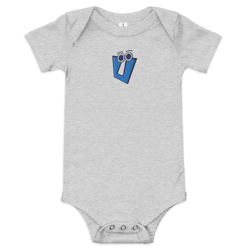 AEIOU Blue Embroidered "U" Baby short sleeve one piece