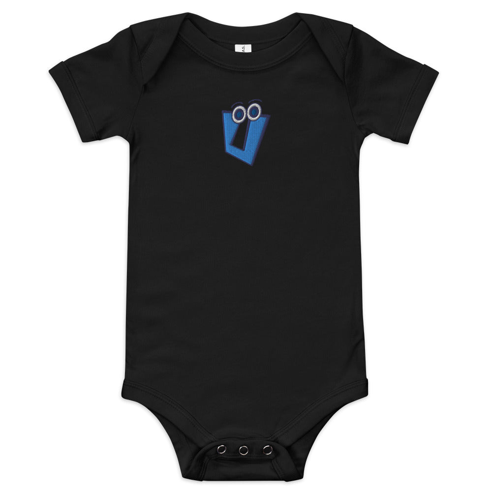 AEIOU Blue Embroidered "U" Baby short sleeve one piece