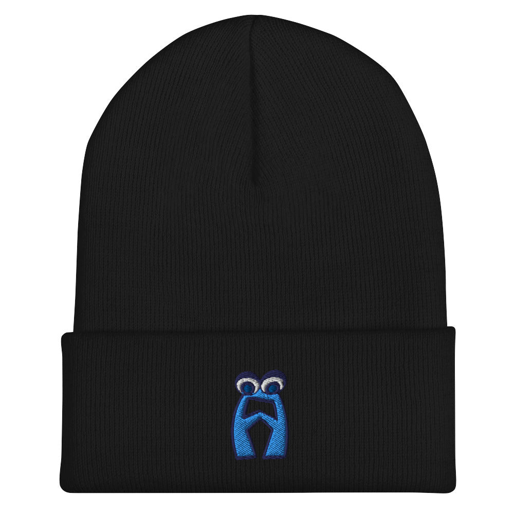 AEIOU Blue Embroidered "A" Cuffed Beanie