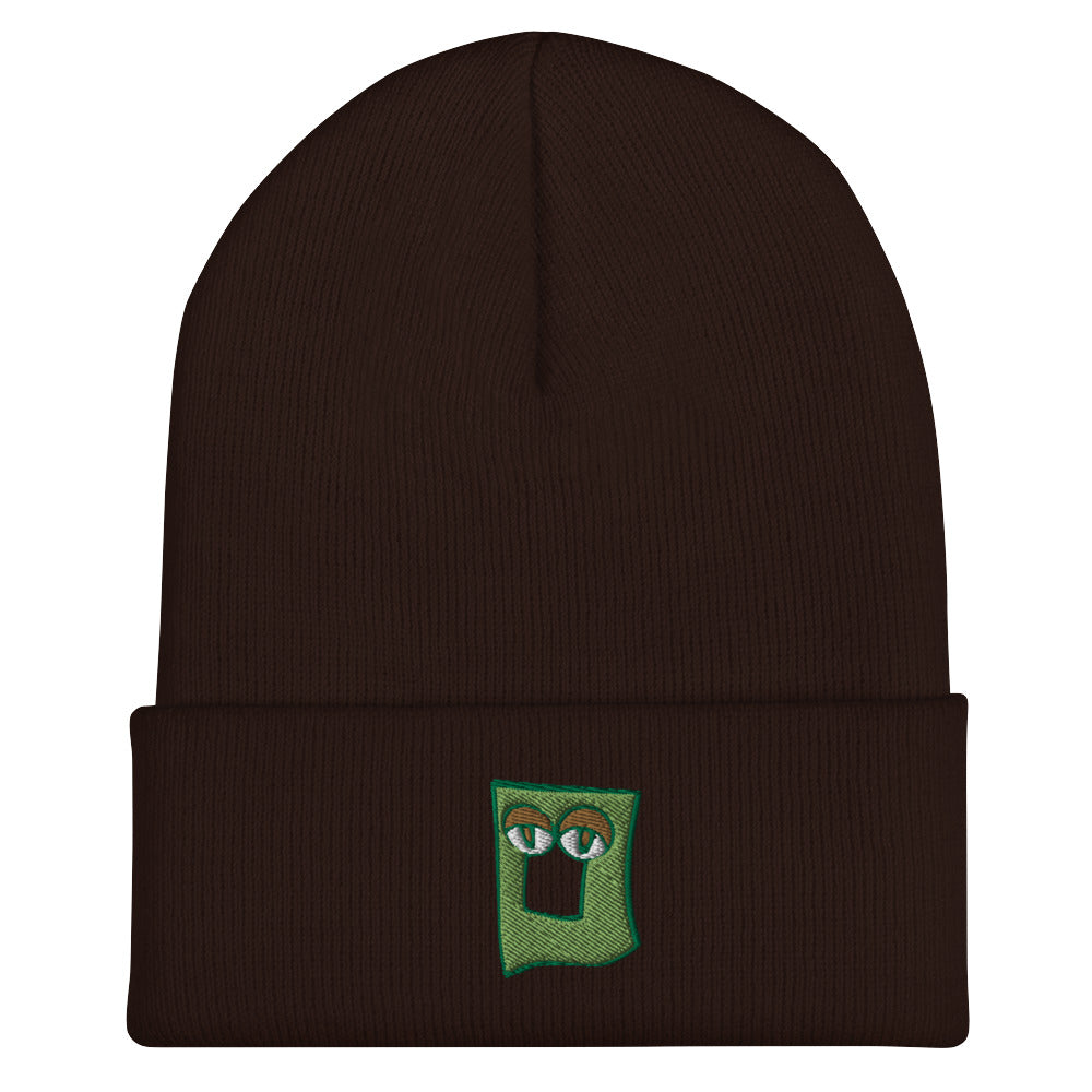 AEIOU Green Embroidered "O" Cuffed Beanie