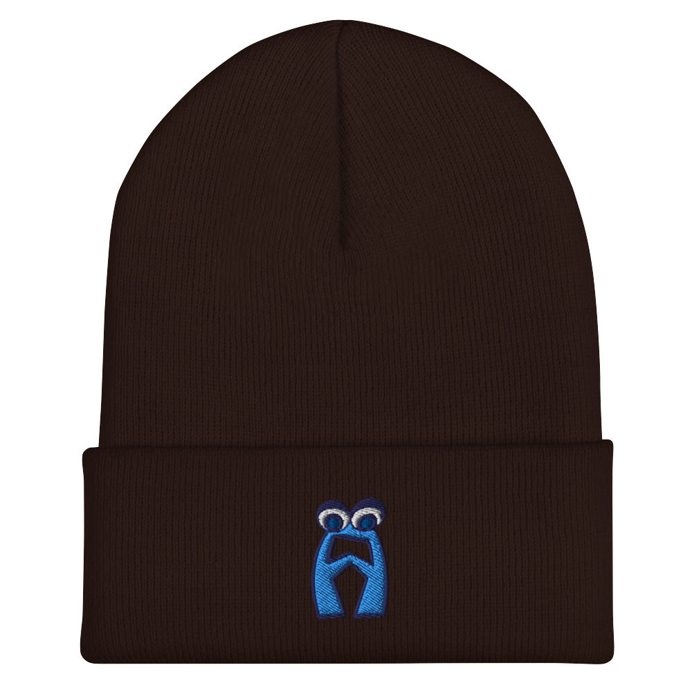 AEIOU Blue Embroidered "A" Cuffed Beanie