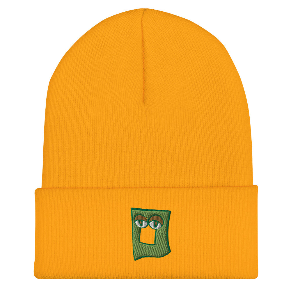 AEIOU Green Embroidered "O" Cuffed Beanie