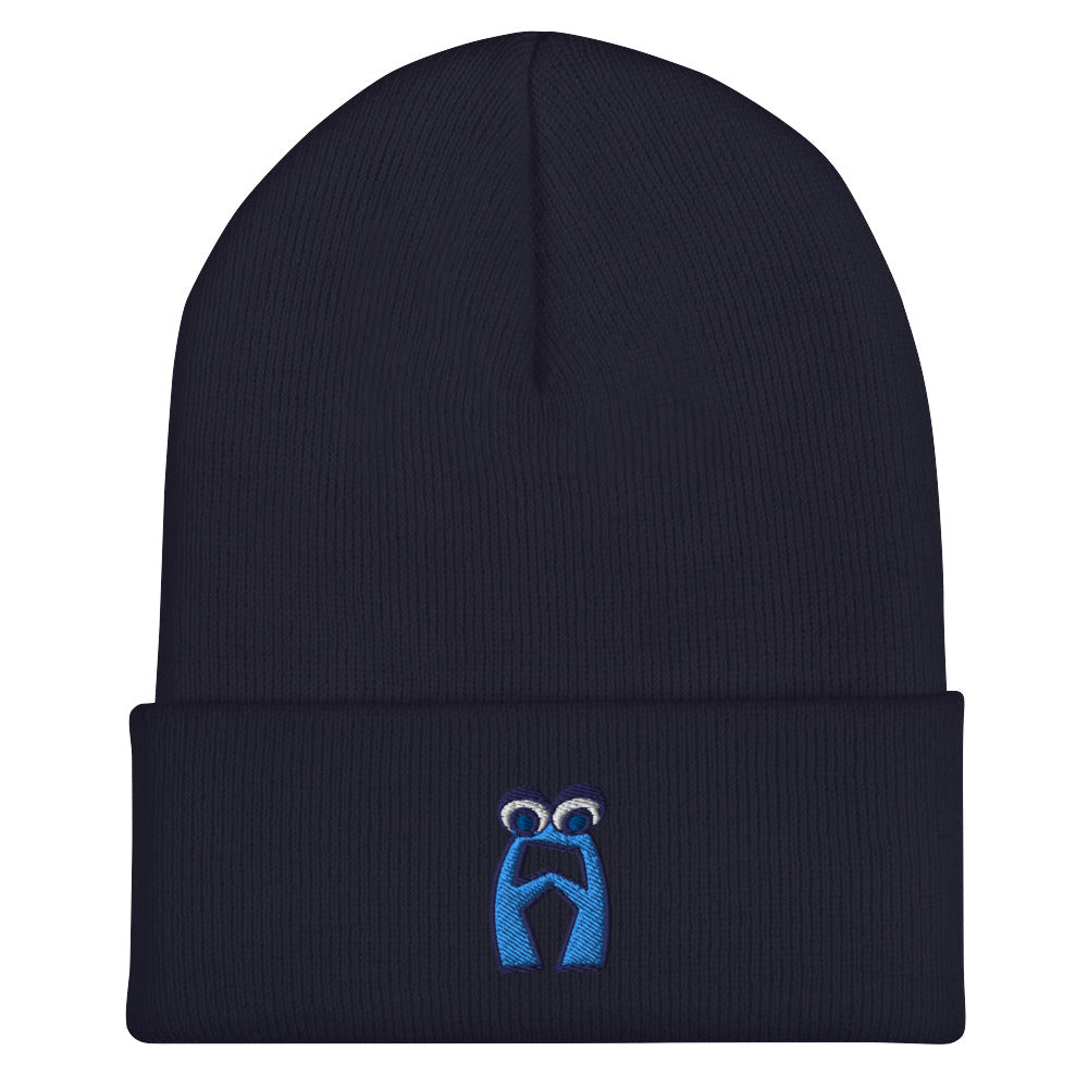 AEIOU Blue Embroidered "A" Cuffed Beanie