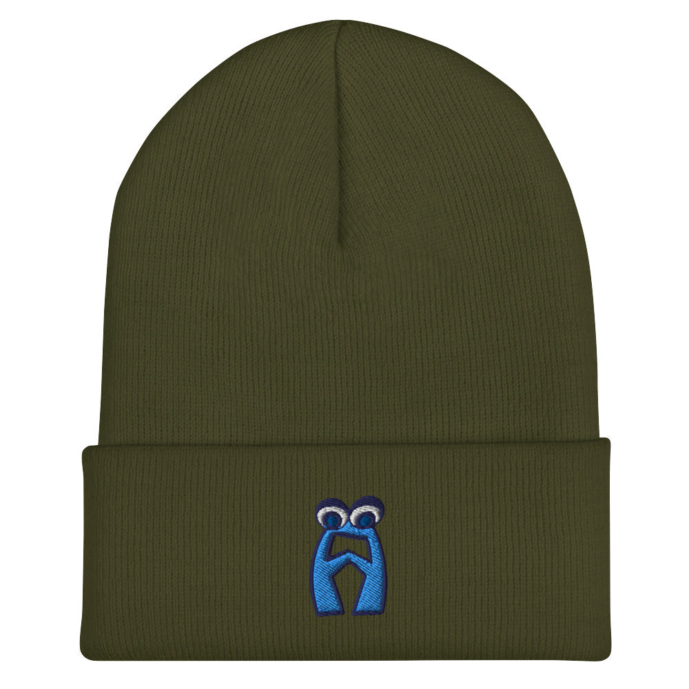 AEIOU Blue Embroidered "A" Cuffed Beanie