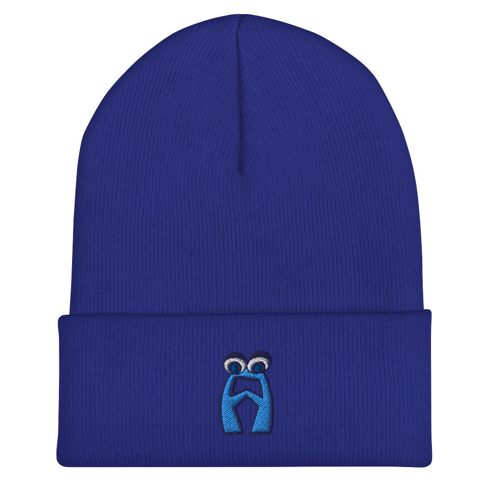 AEIOU Blue Embroidered "A" Cuffed Beanie