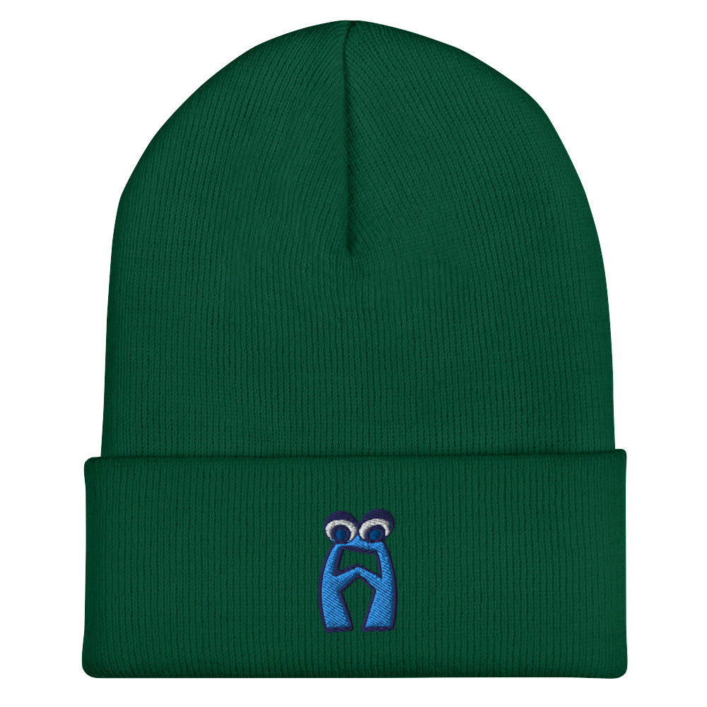 AEIOU Blue Embroidered "A" Cuffed Beanie