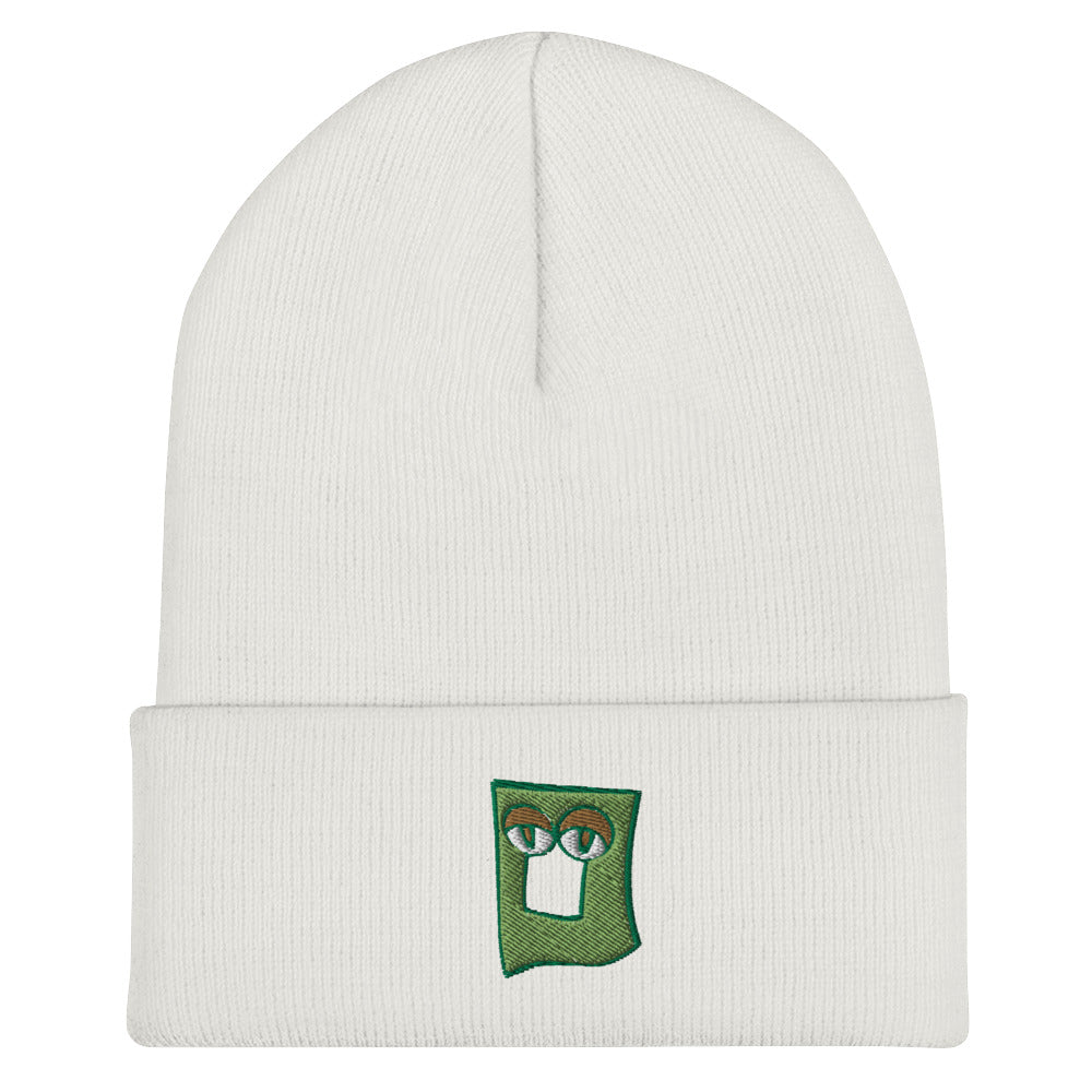 AEIOU Green Embroidered "O" Cuffed Beanie