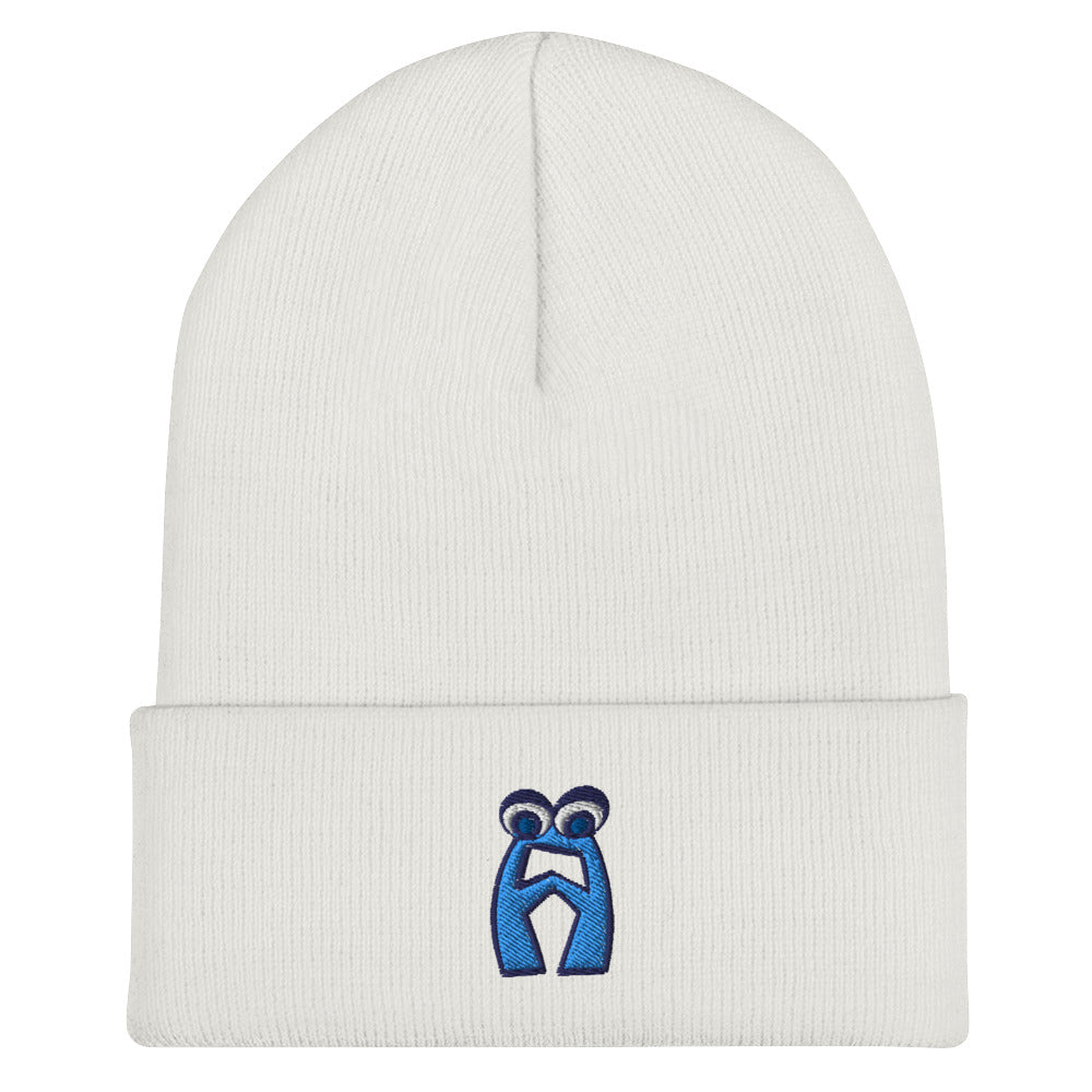 AEIOU Blue Embroidered "A" Cuffed Beanie