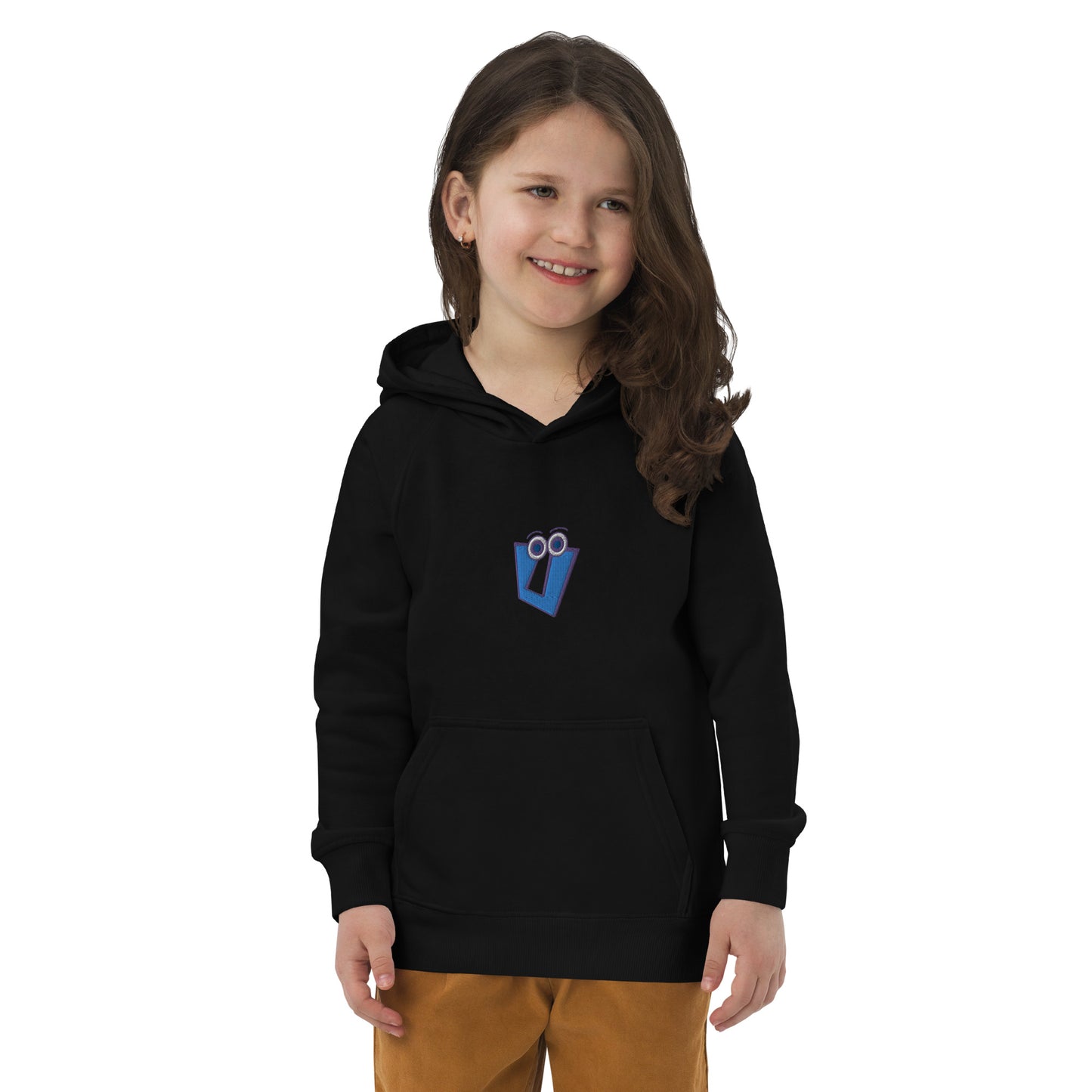 AEIOU "U" Blue Embroidery Kids eco hoodie