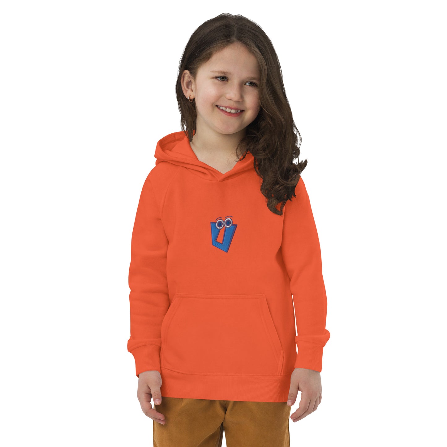 AEIOU "U" Blue Embroidery Kids eco hoodie