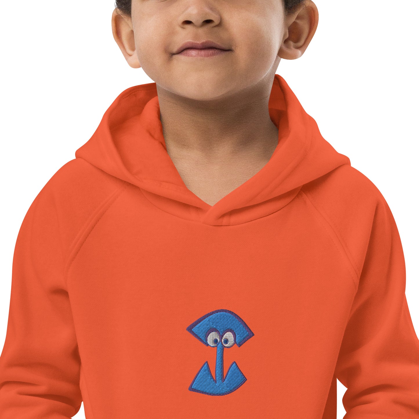 AEIOU Blue Embroidered "I" Kids eco hoodie