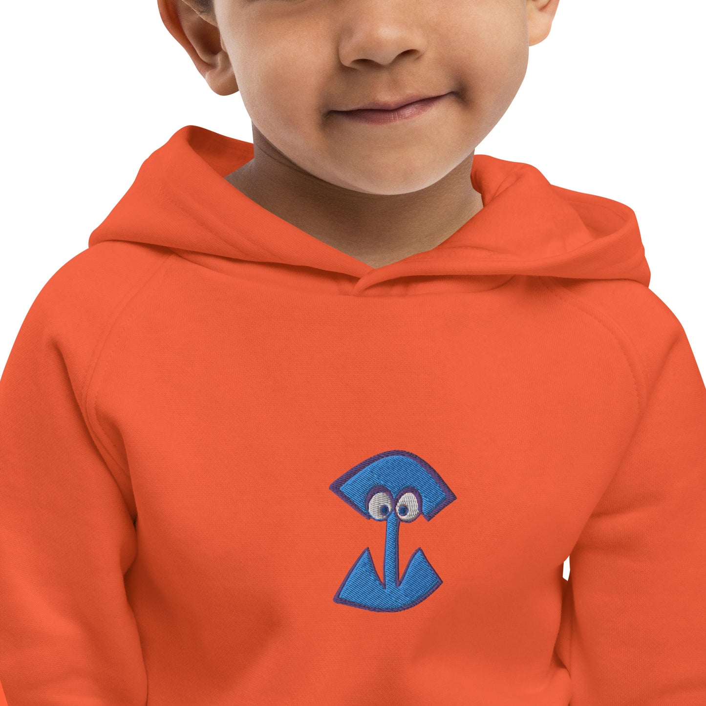 AEIOU Blue Embroidered "I" Kids eco hoodie