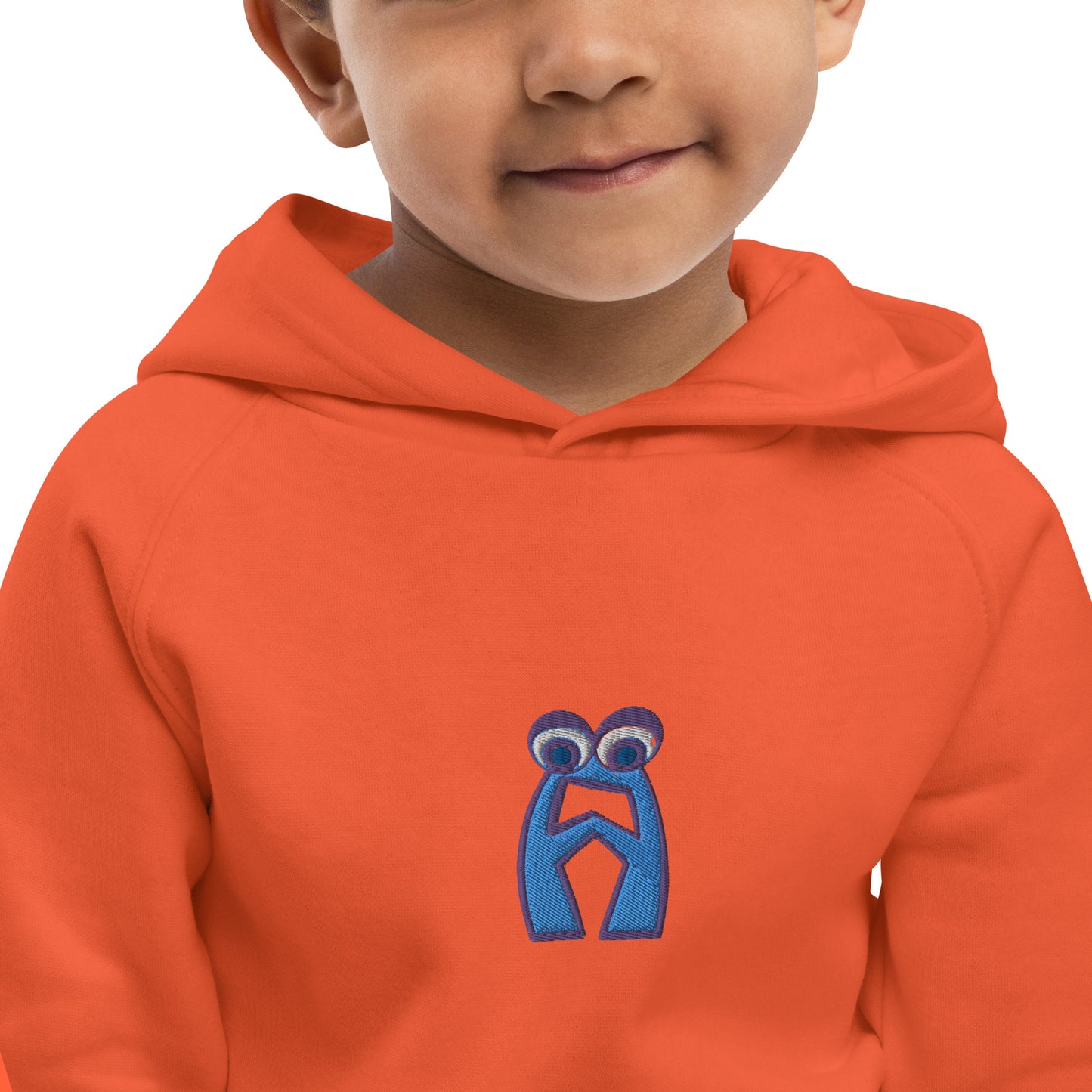 AEIOU Blue Embroidered "A" Kids eco hoodie