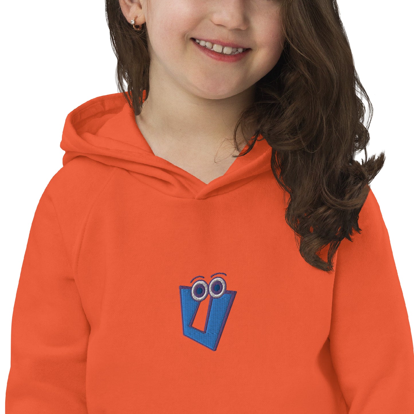 AEIOU "U" Blue Embroidery Kids eco hoodie