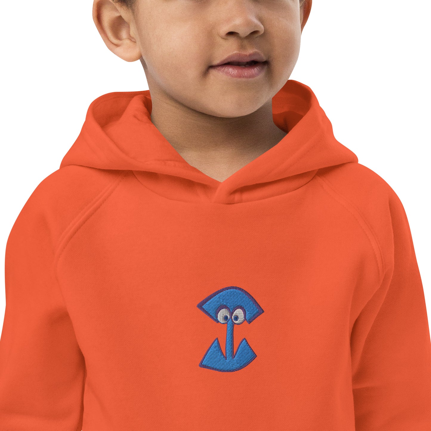 AEIOU Blue Embroidered "I" Kids eco hoodie