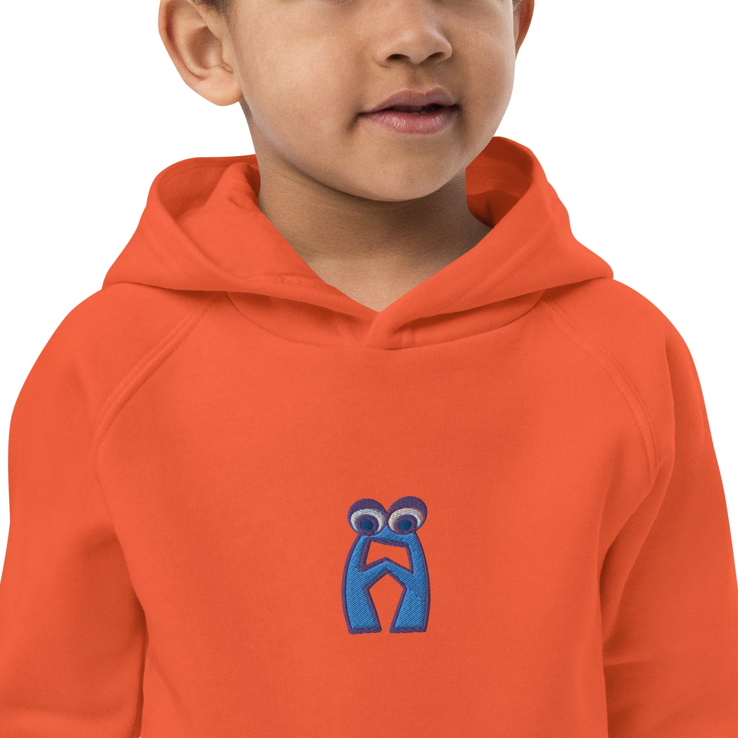 AEIOU Blue Embroidered "A" Kids eco hoodie