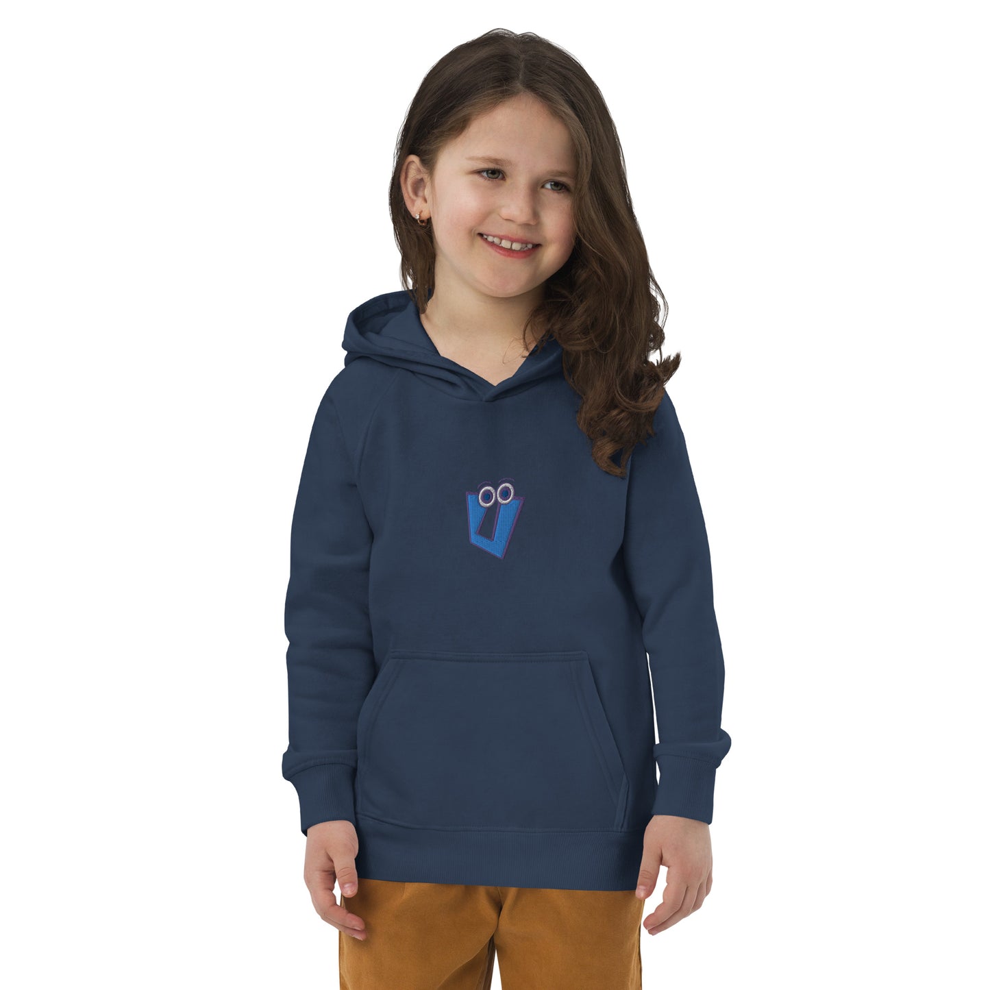 AEIOU "U" Blue Embroidery Kids eco hoodie