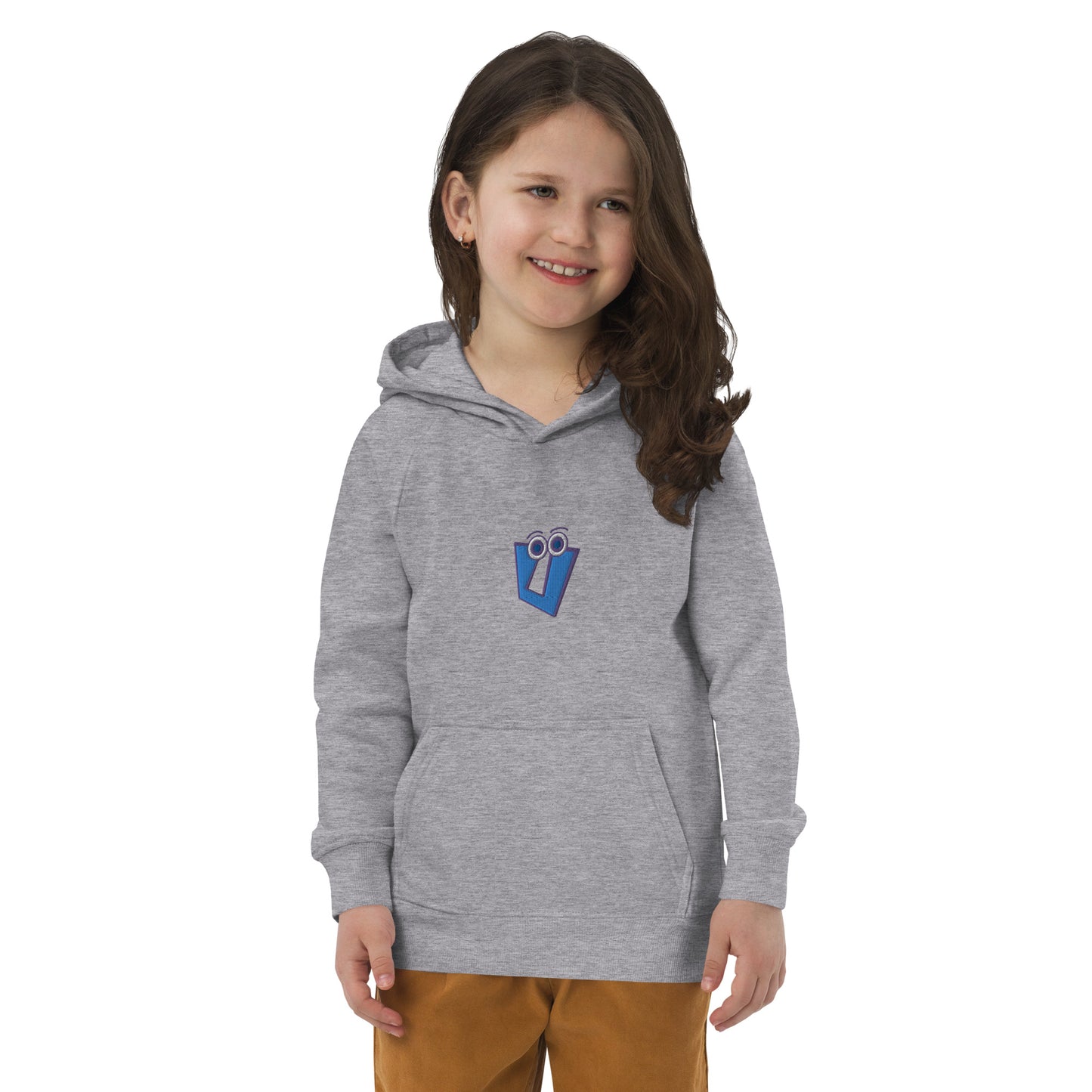 AEIOU "U" Blue Embroidery Kids eco hoodie