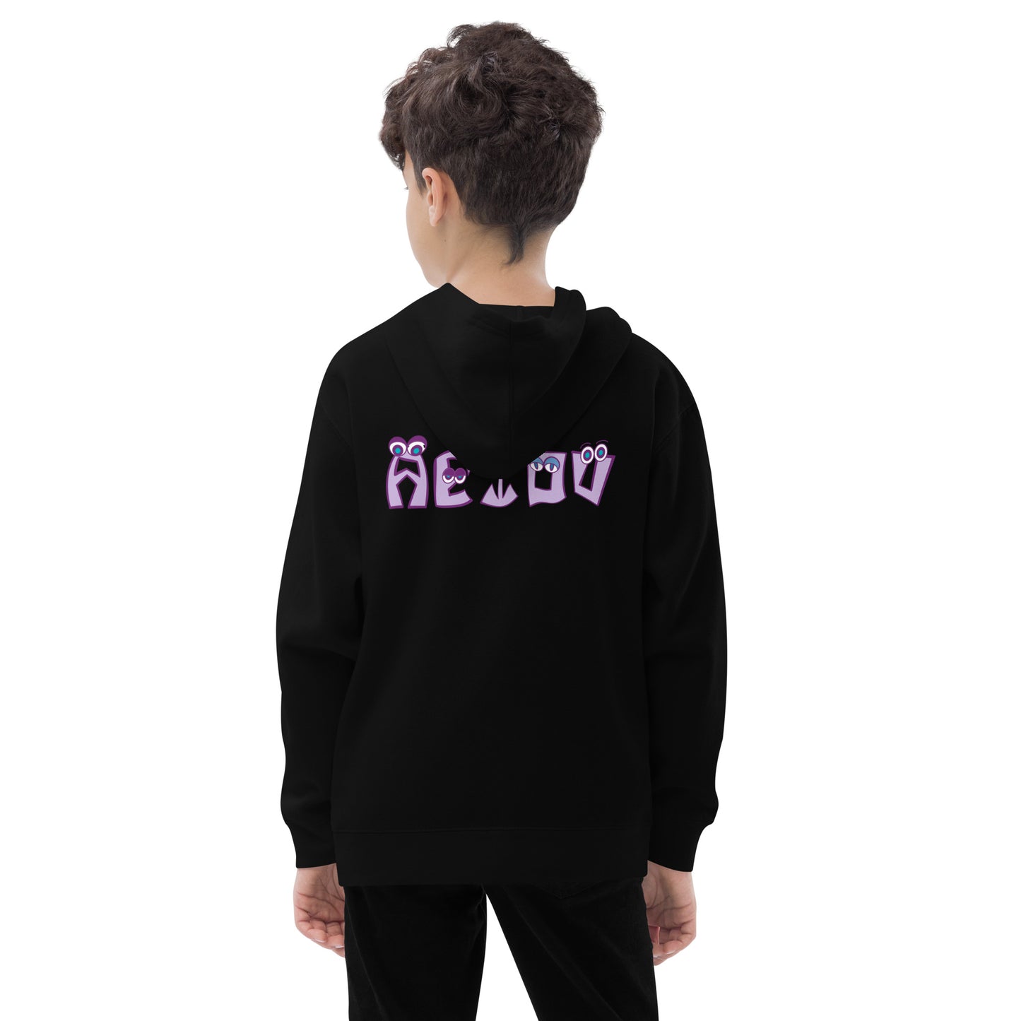 AEIOU "A" Embroidered Kids fleece hoodie