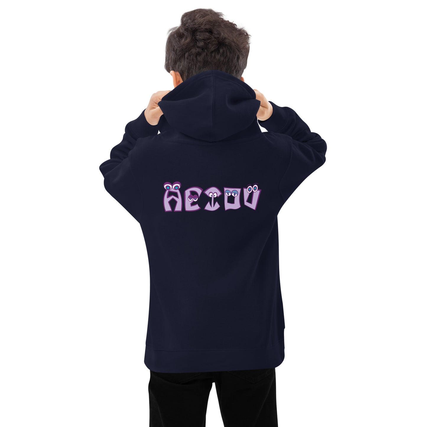 AEIOU "A" Embroidered Kids fleece hoodie