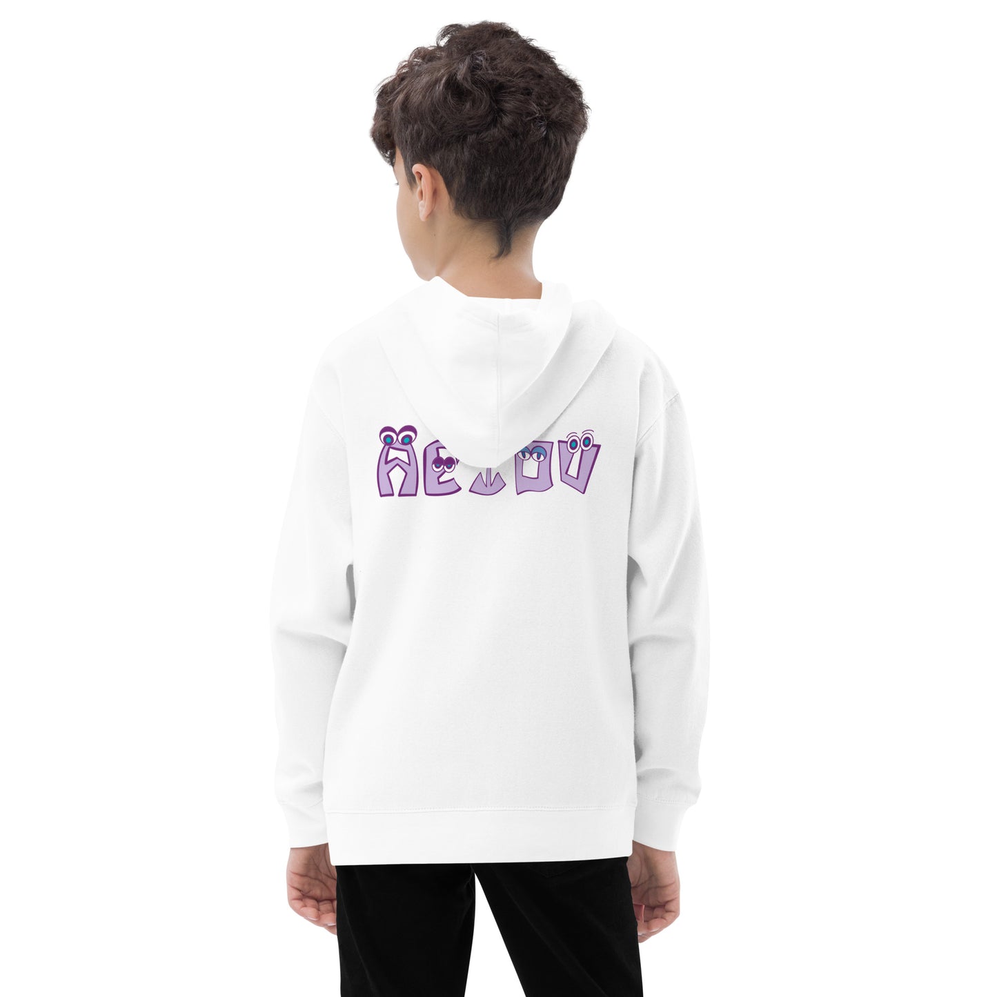 AEIOU "A" Embroidered Kids fleece hoodie