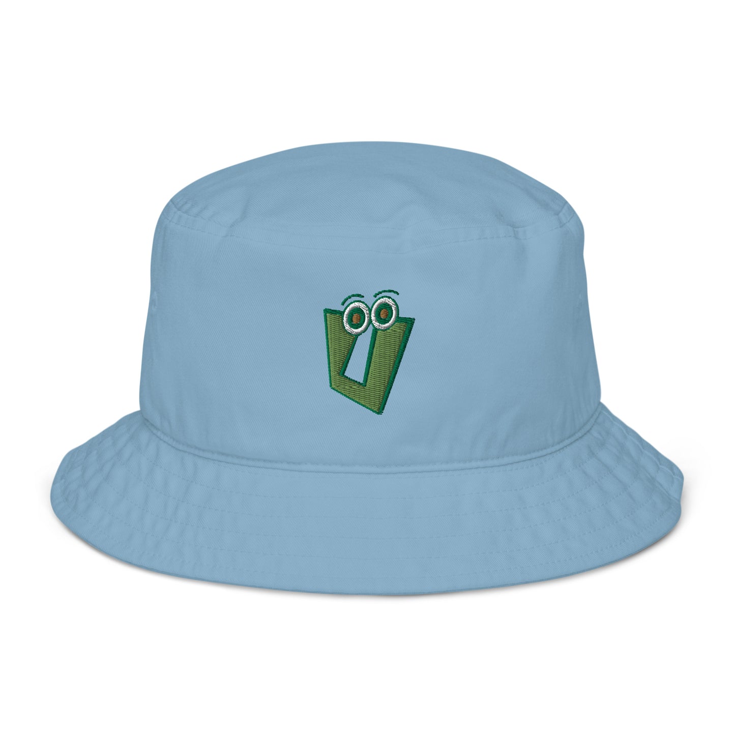 AEIOU Green Embroidered "U" Organic bucket hat