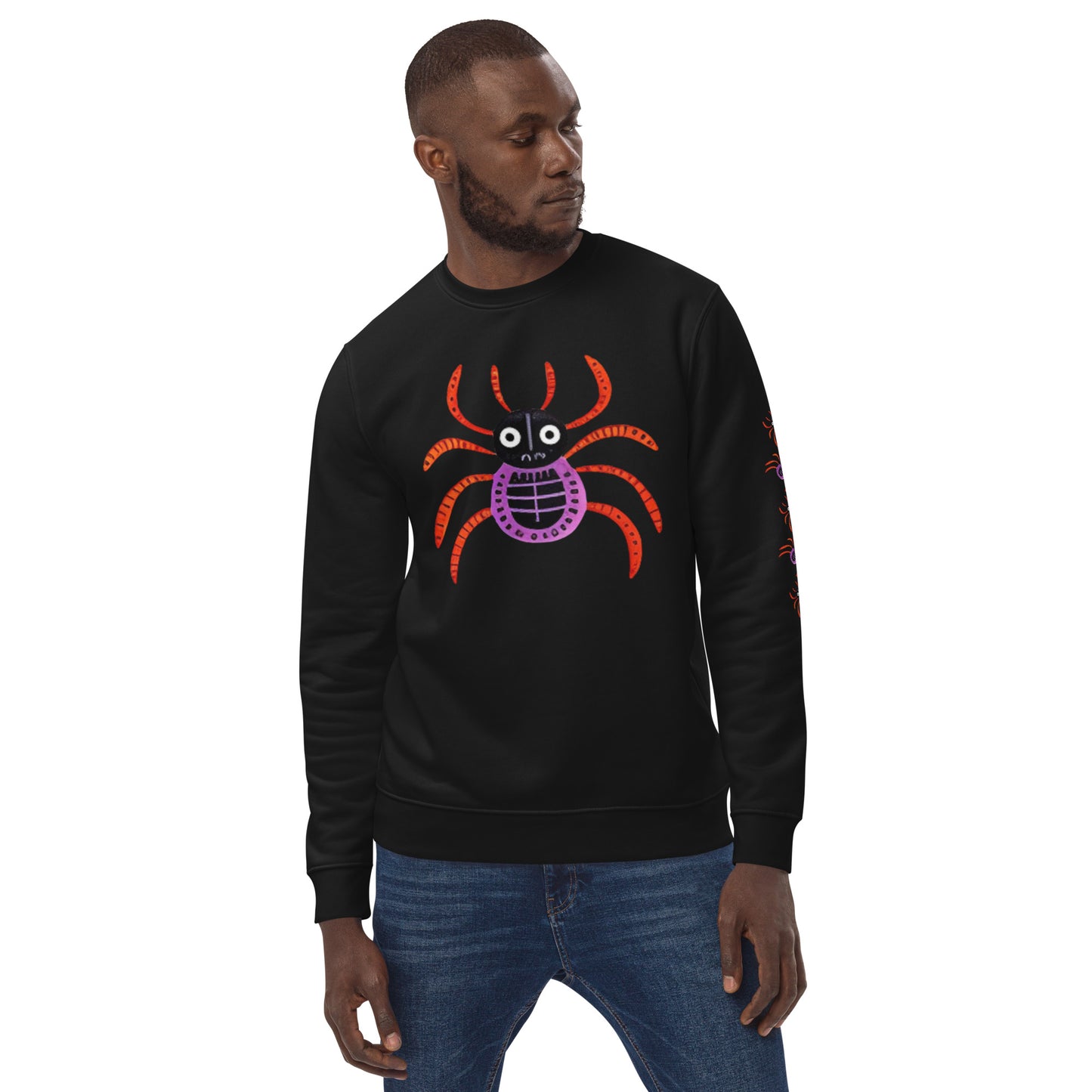 Striped Spider Critter #01 Unisex eco sweatshirt