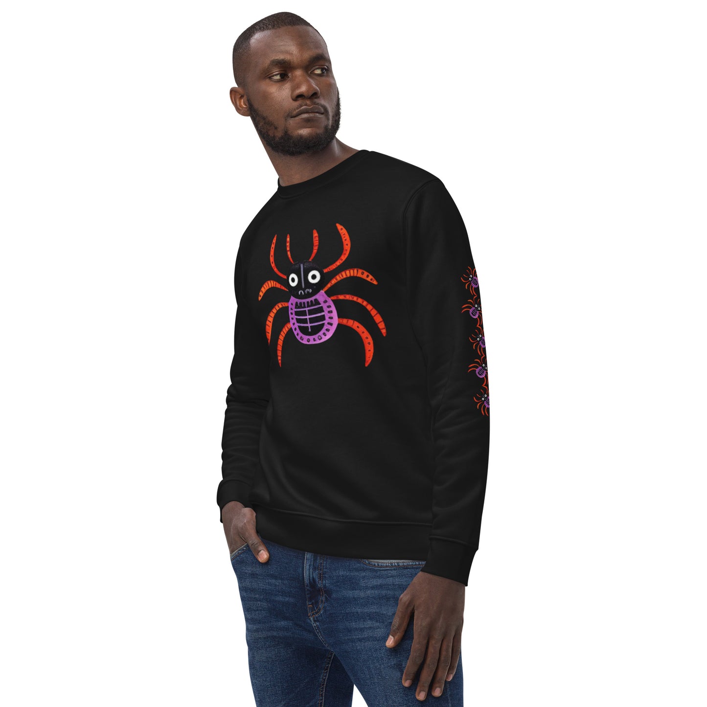 Striped Spider Critter #01 Unisex eco sweatshirt