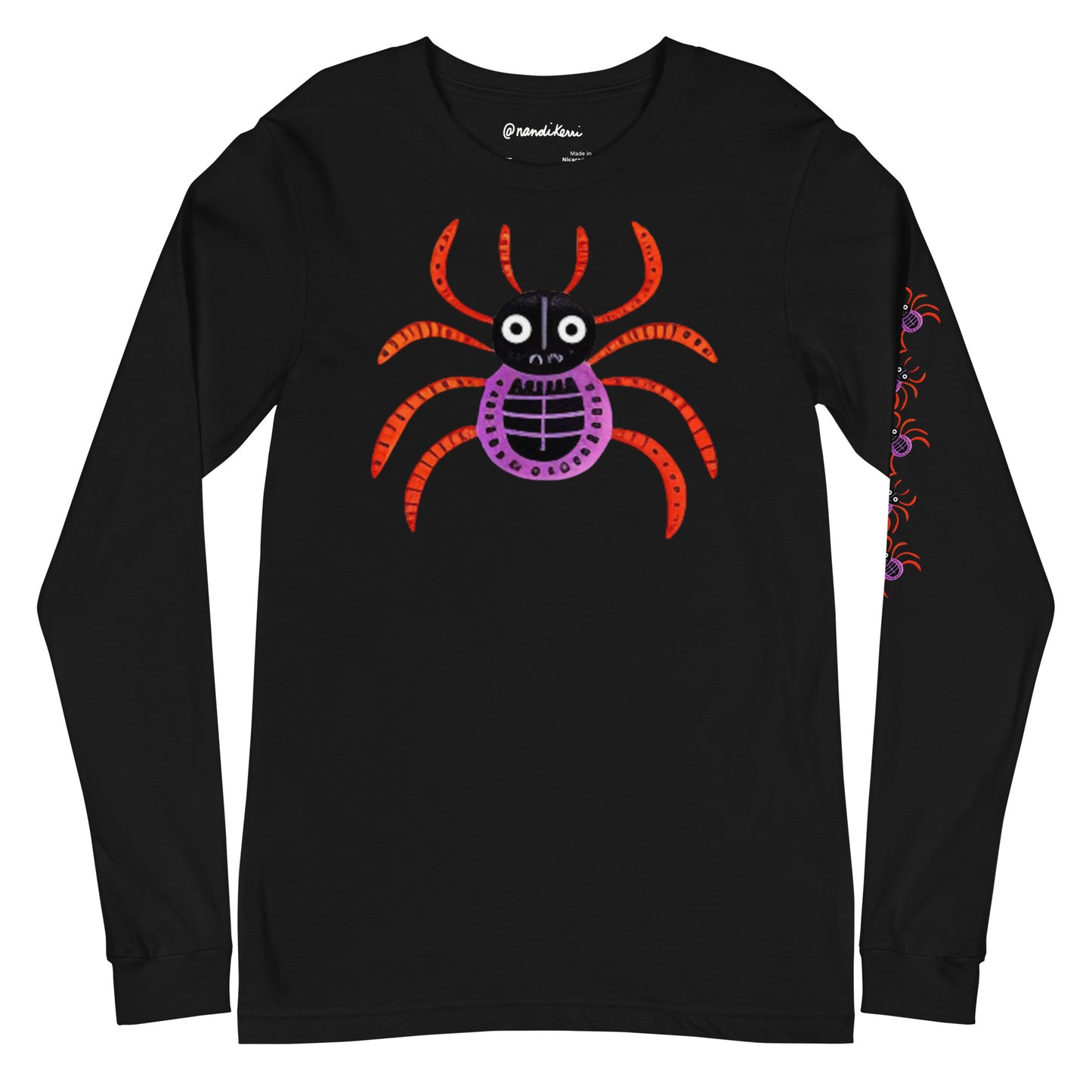 Striped Spider Critter #01 Unisex Long Sleeve Tee