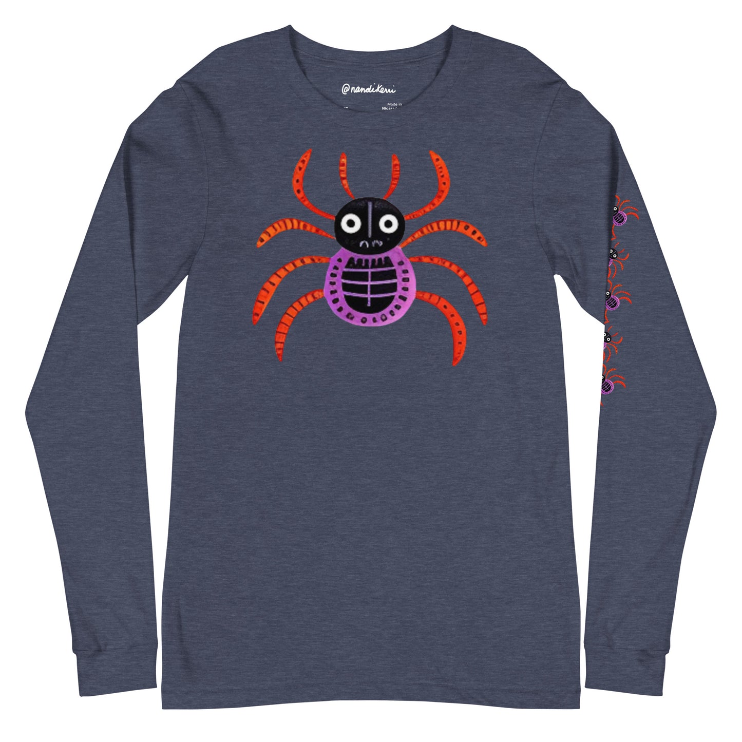 Striped Spider Critter #01 Unisex Long Sleeve Tee