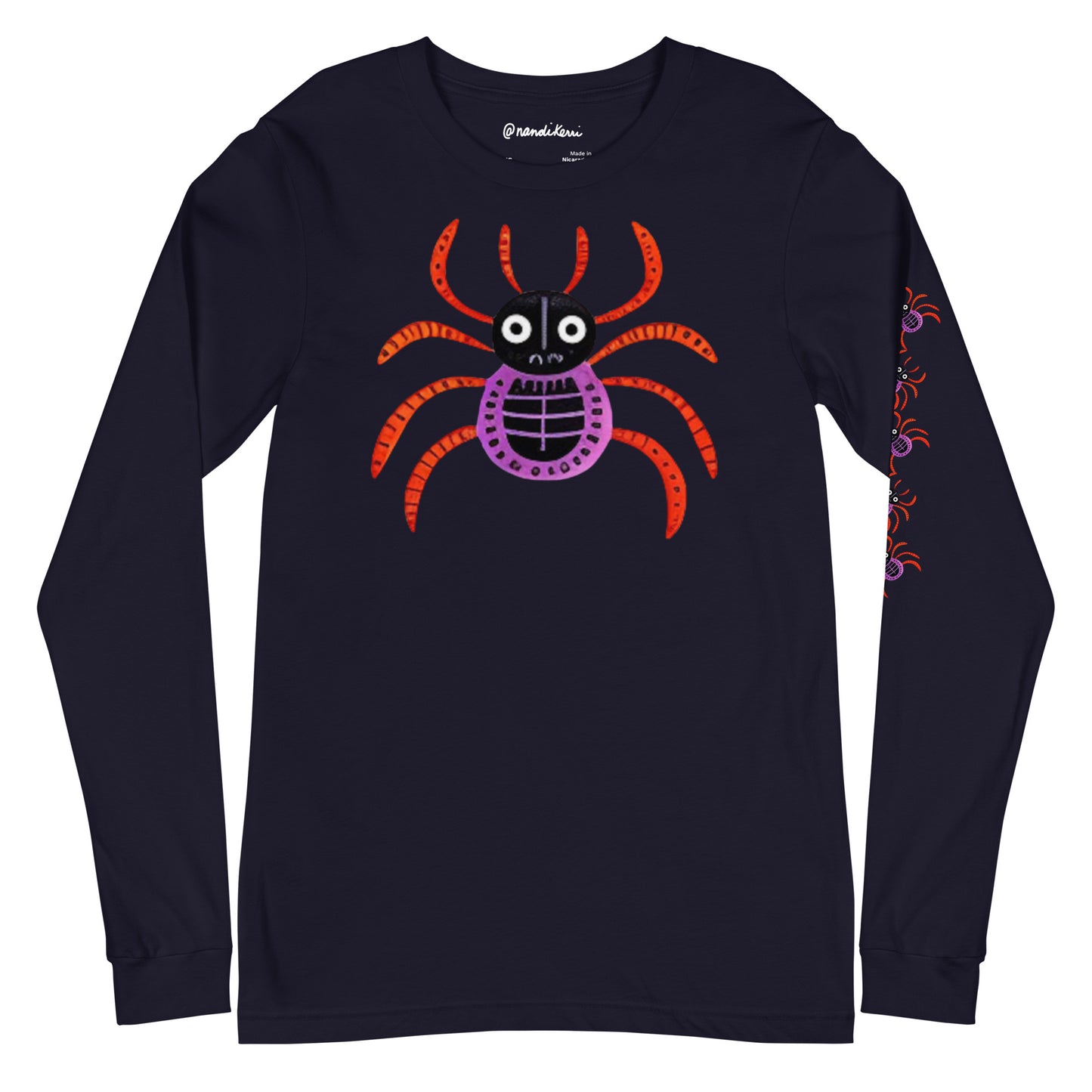Striped Spider Critter #01 Unisex Long Sleeve Tee