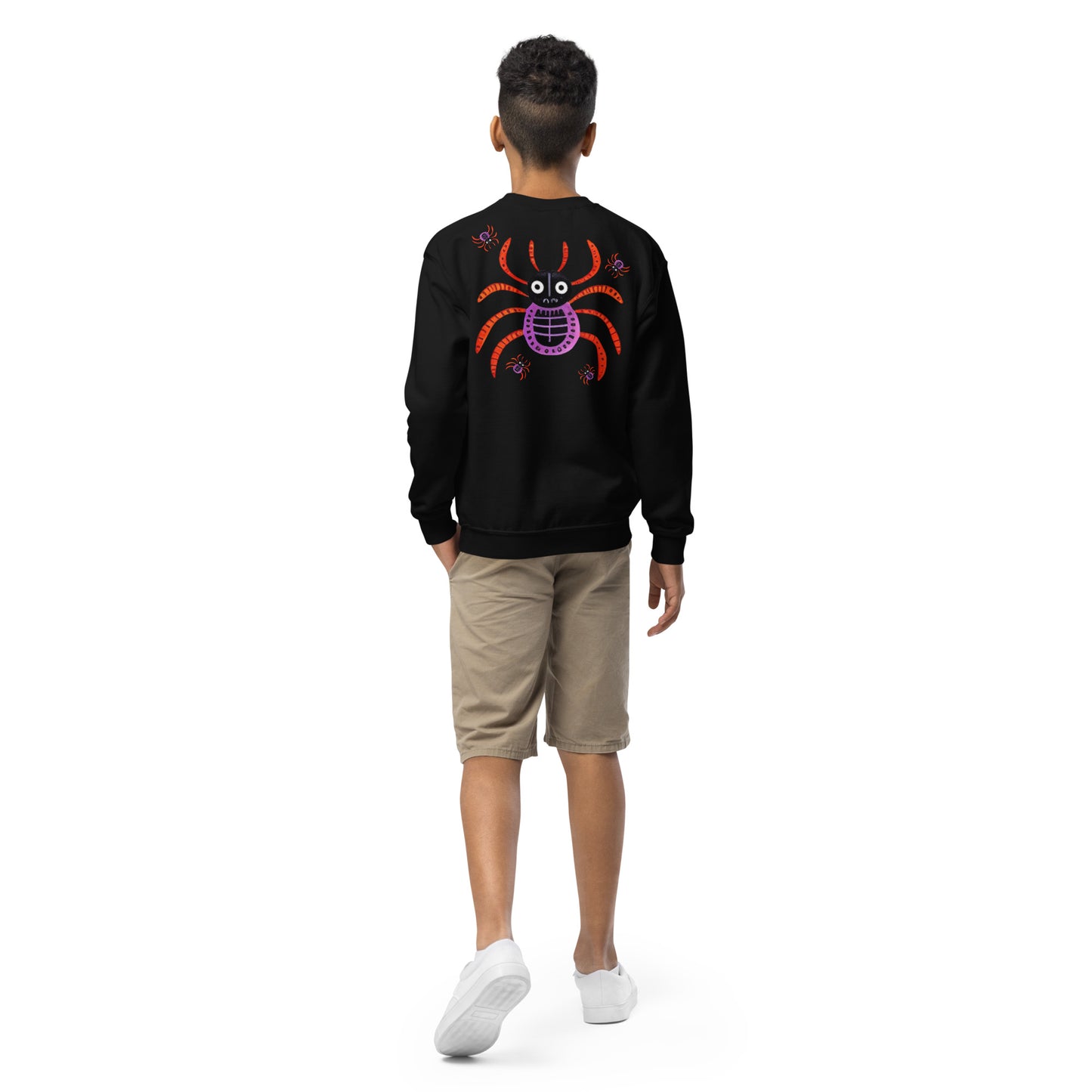 Striped Spider Critter #01 Youth crewneck sweatshirt