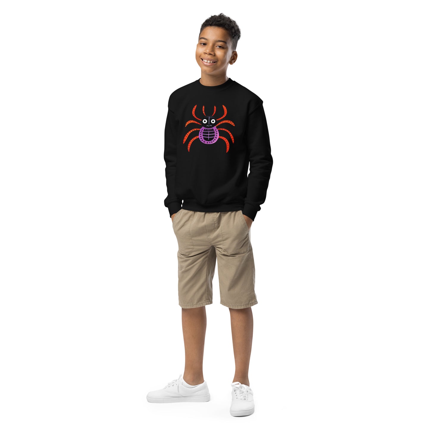 Striped Spider Critter #01 Youth crewneck sweatshirt