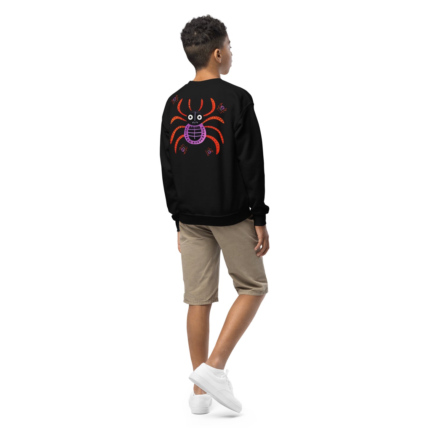 Striped Spider Critter #01 Youth crewneck sweatshirt