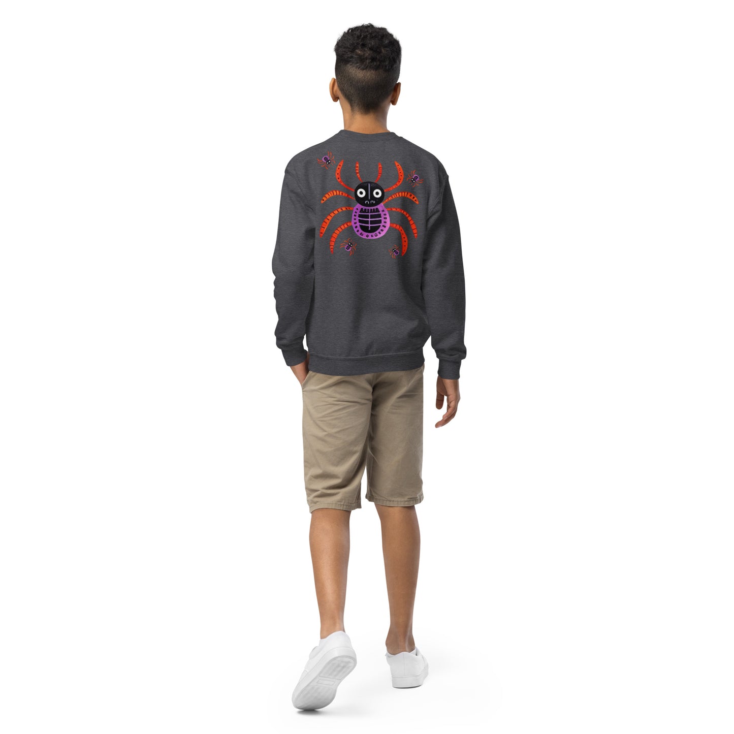 Striped Spider Critter #01 Youth crewneck sweatshirt