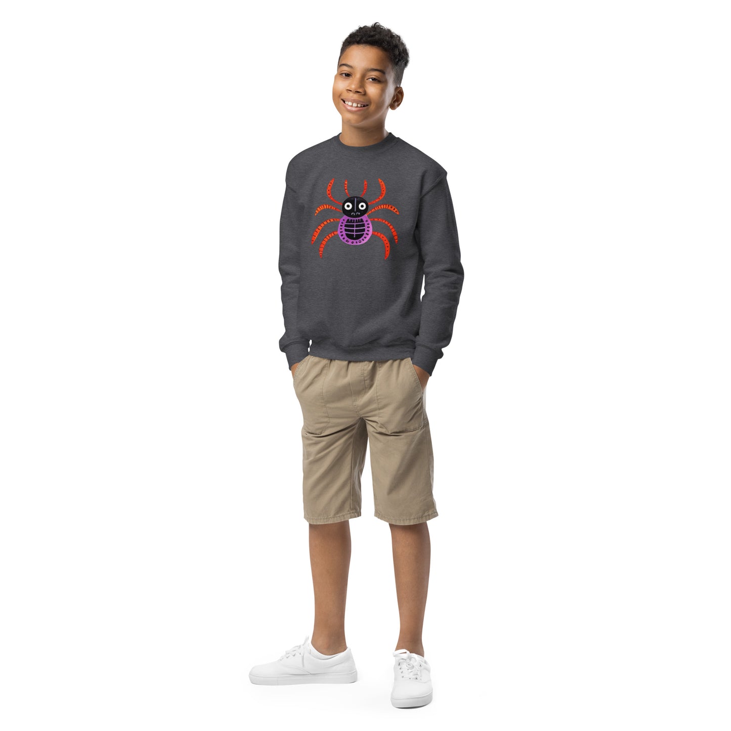 Striped Spider Critter #01 Youth crewneck sweatshirt