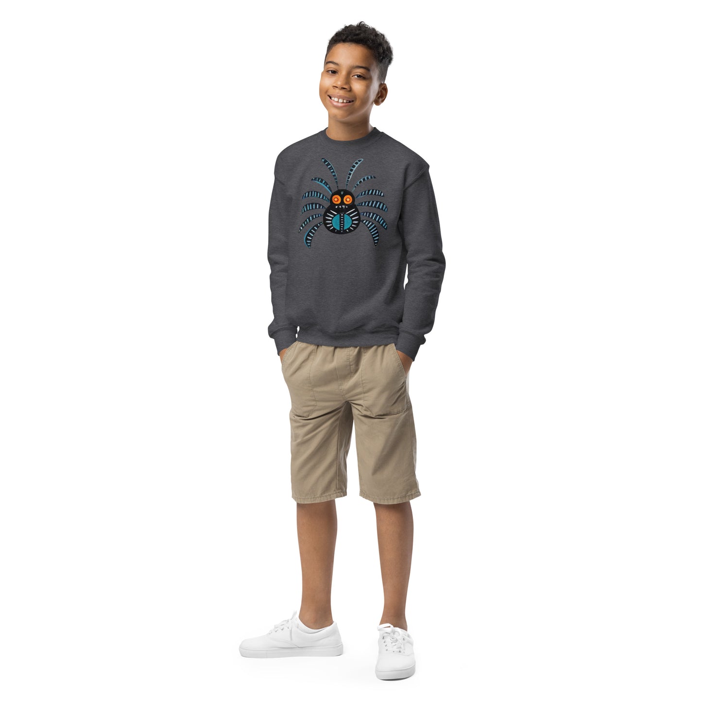 Striped Spider Critter #02 Youth crewneck sweatshirt