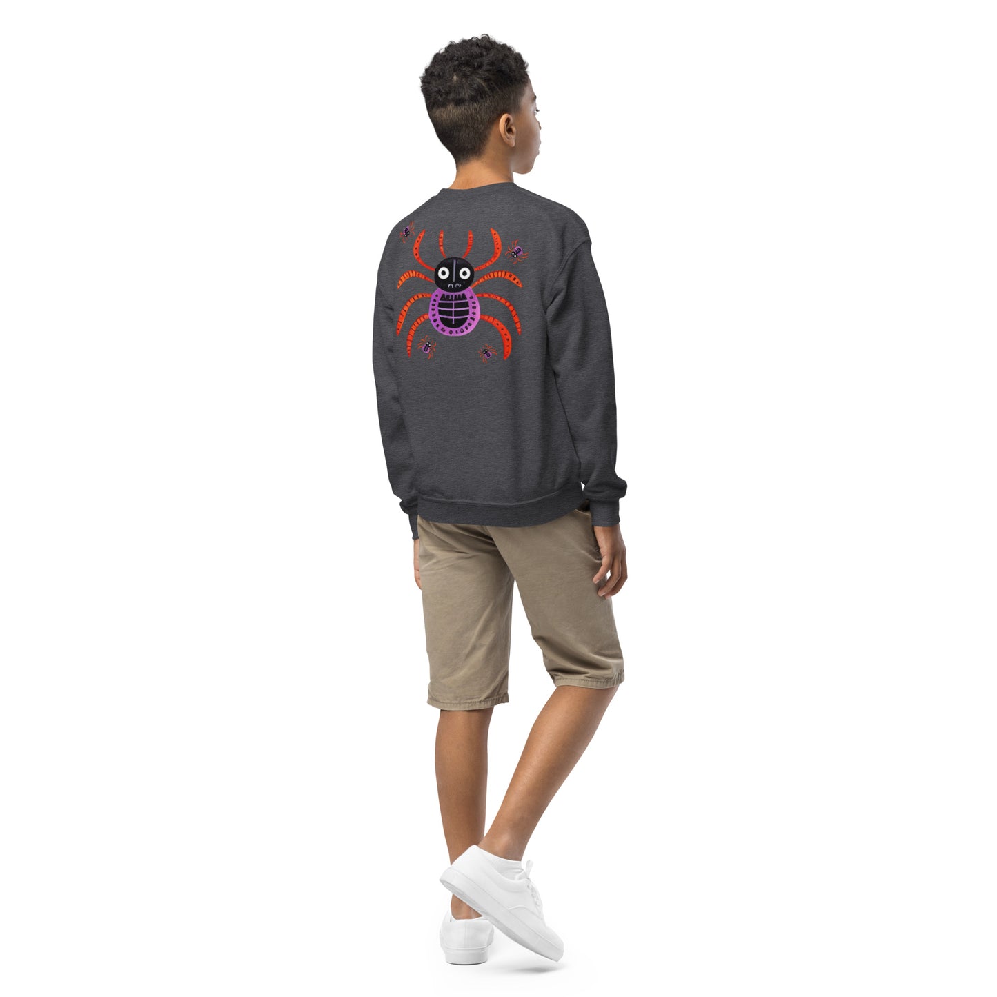 Striped Spider Critter #01 Youth crewneck sweatshirt