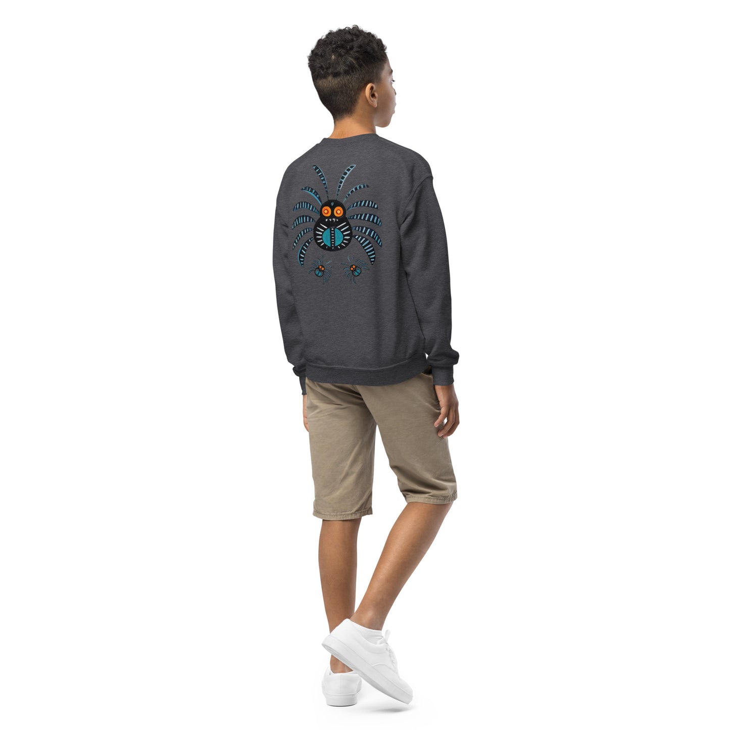 Striped Spider Critter #02 Youth crewneck sweatshirt