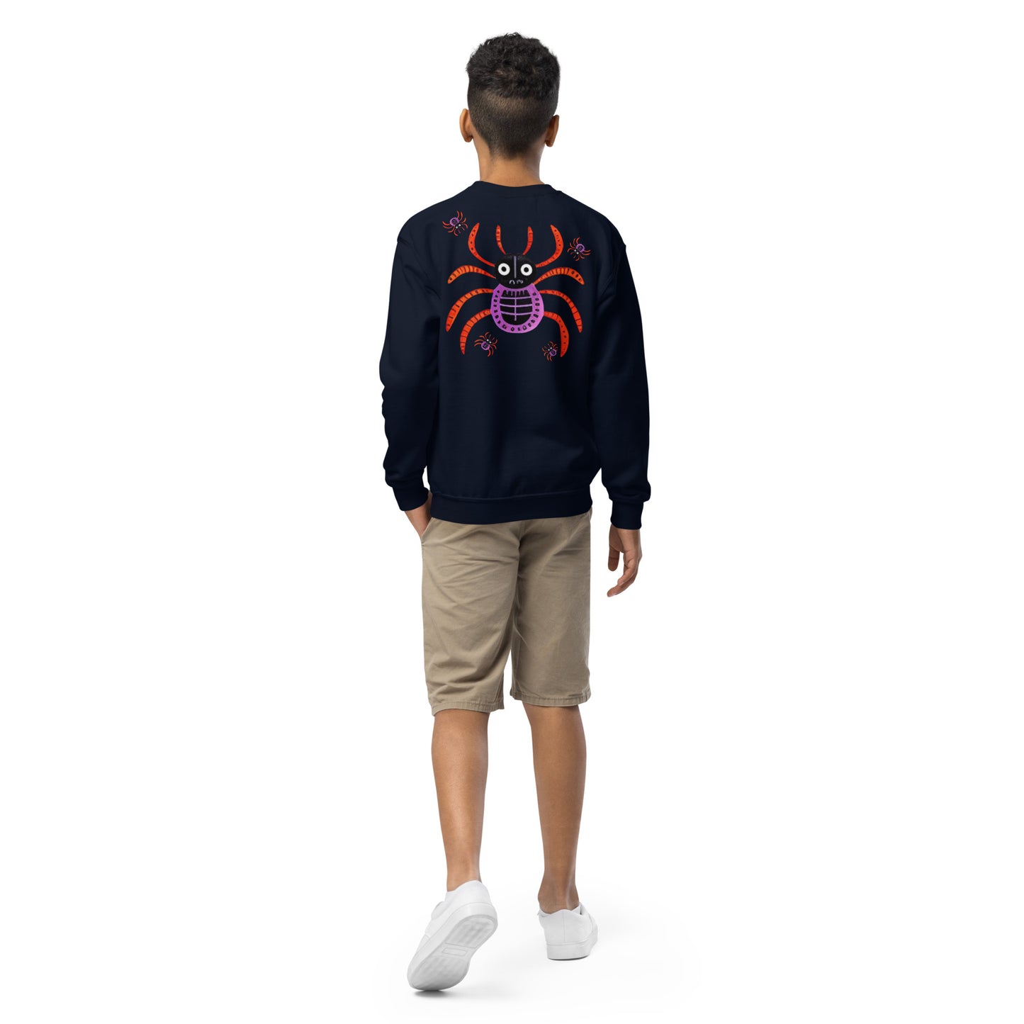Striped Spider Critter #01 Youth crewneck sweatshirt