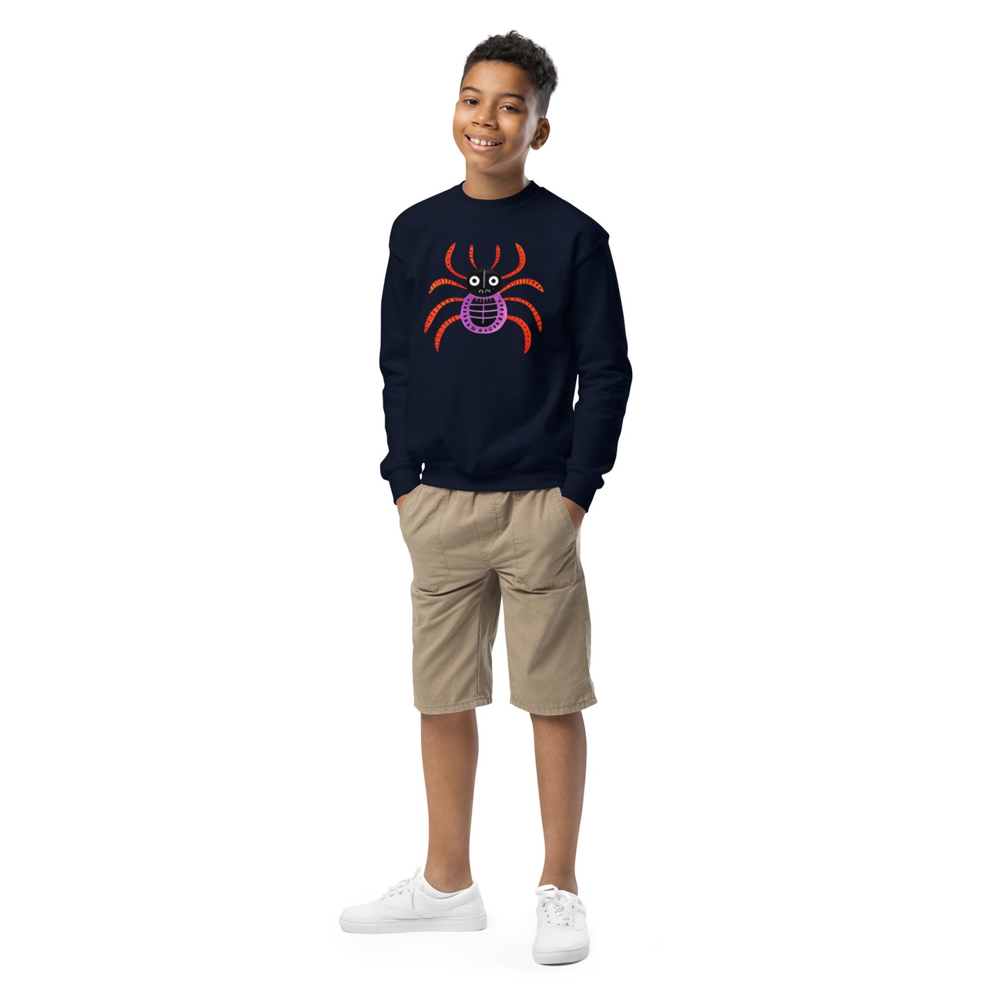 Striped Spider Critter #01 Youth crewneck sweatshirt