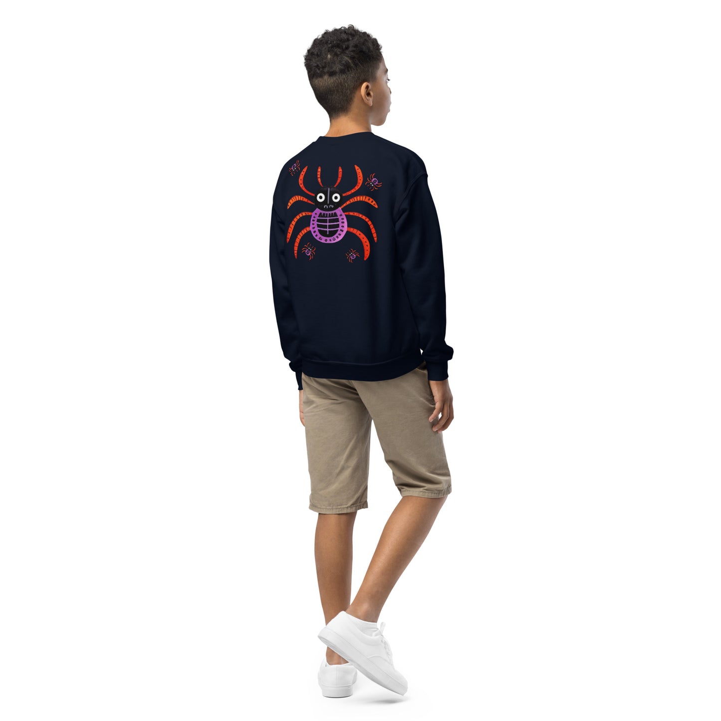Striped Spider Critter #01 Youth crewneck sweatshirt