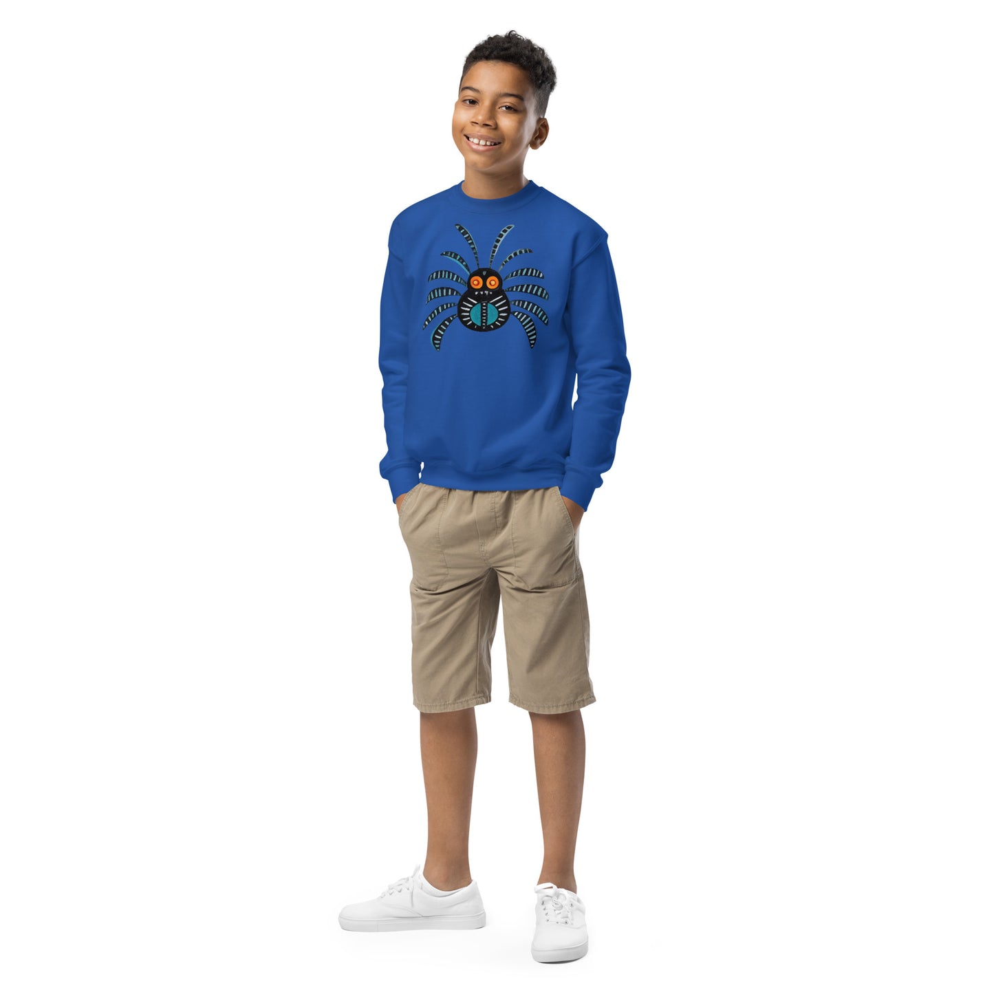 Striped Spider Critter #02 Youth crewneck sweatshirt