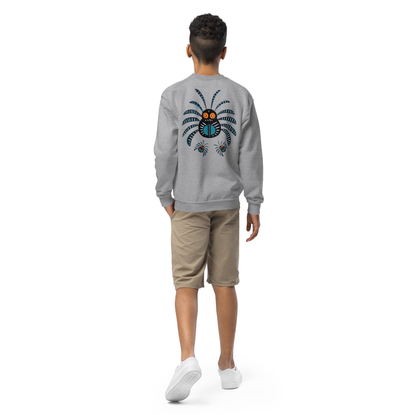 Striped Spider Critter #02 Youth crewneck sweatshirt