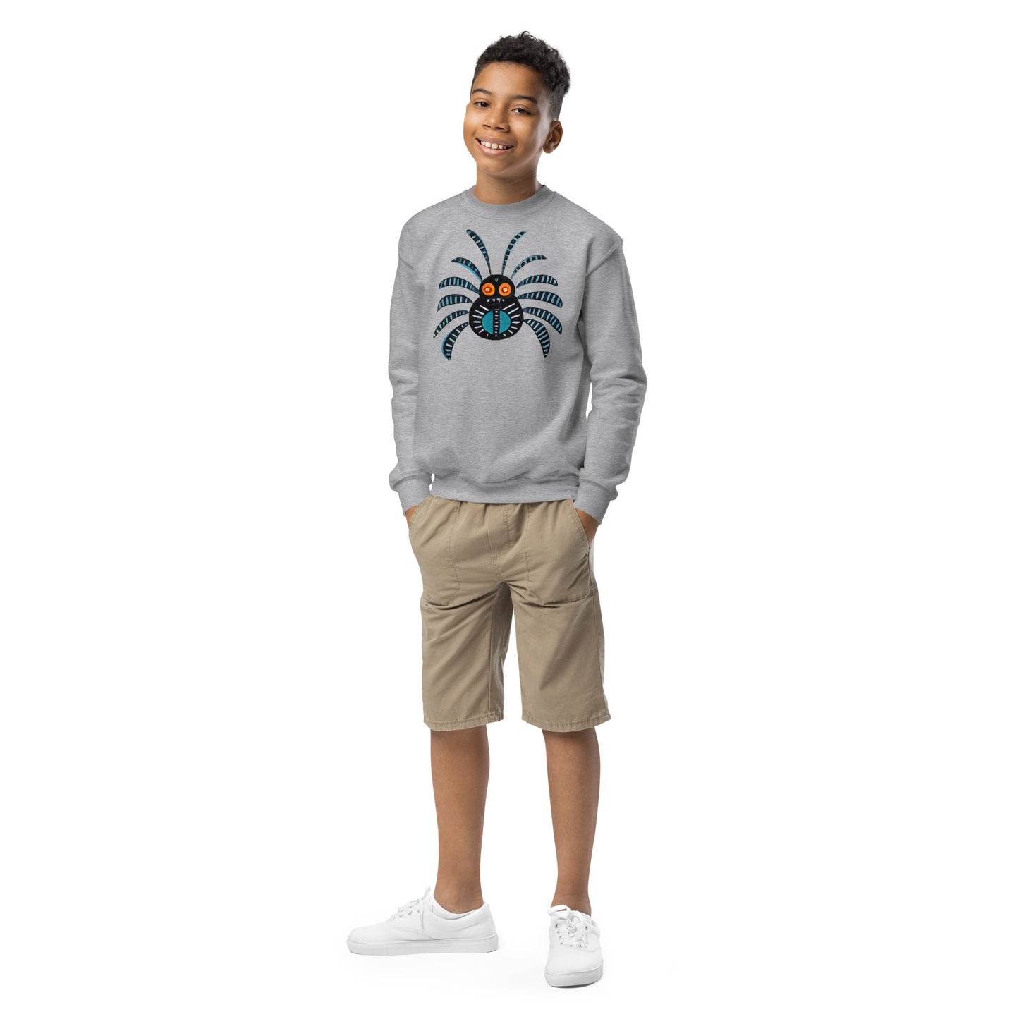 Striped Spider Critter #02 Youth crewneck sweatshirt