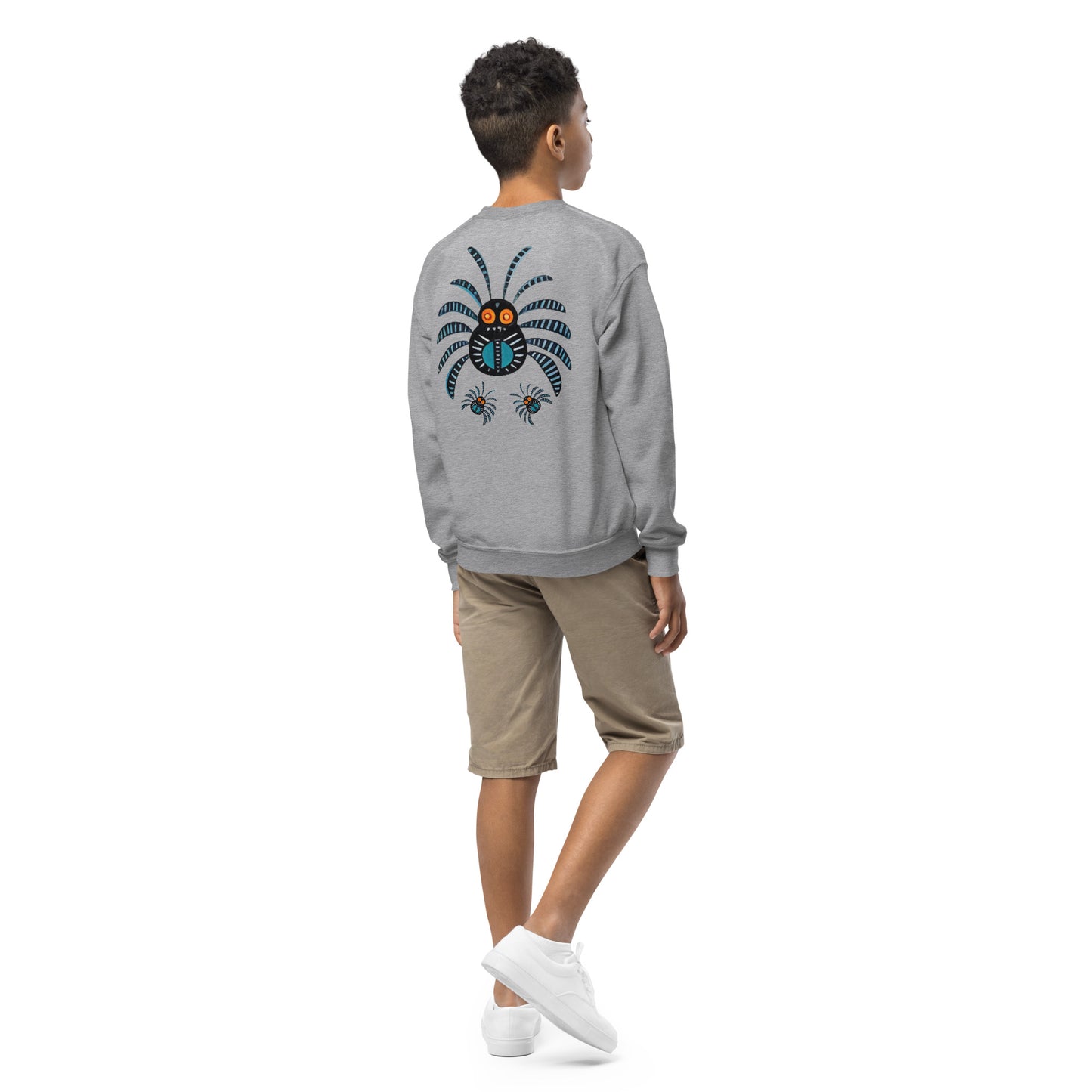 Striped Spider Critter #02 Youth crewneck sweatshirt