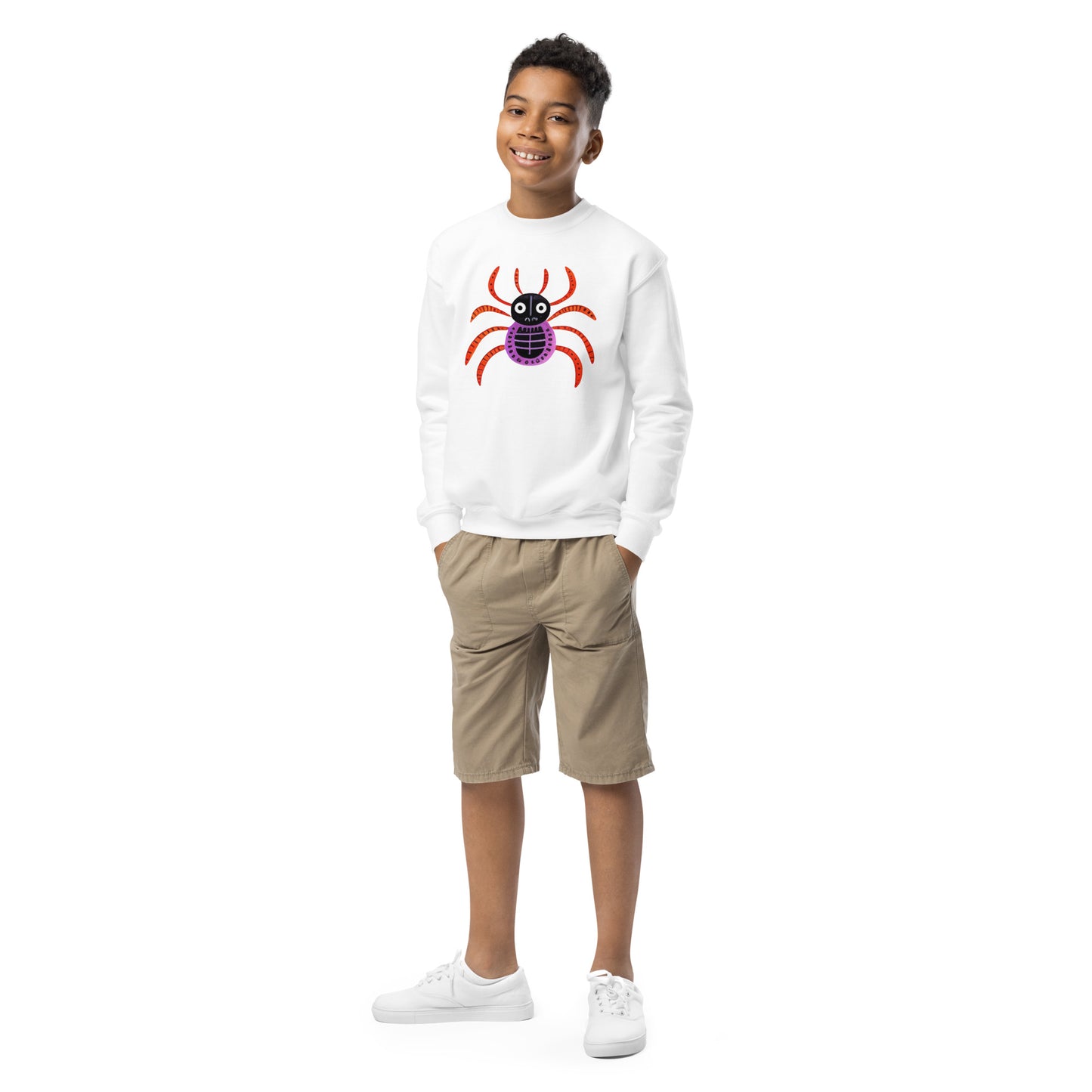 Striped Spider Critter #01 Youth crewneck sweatshirt