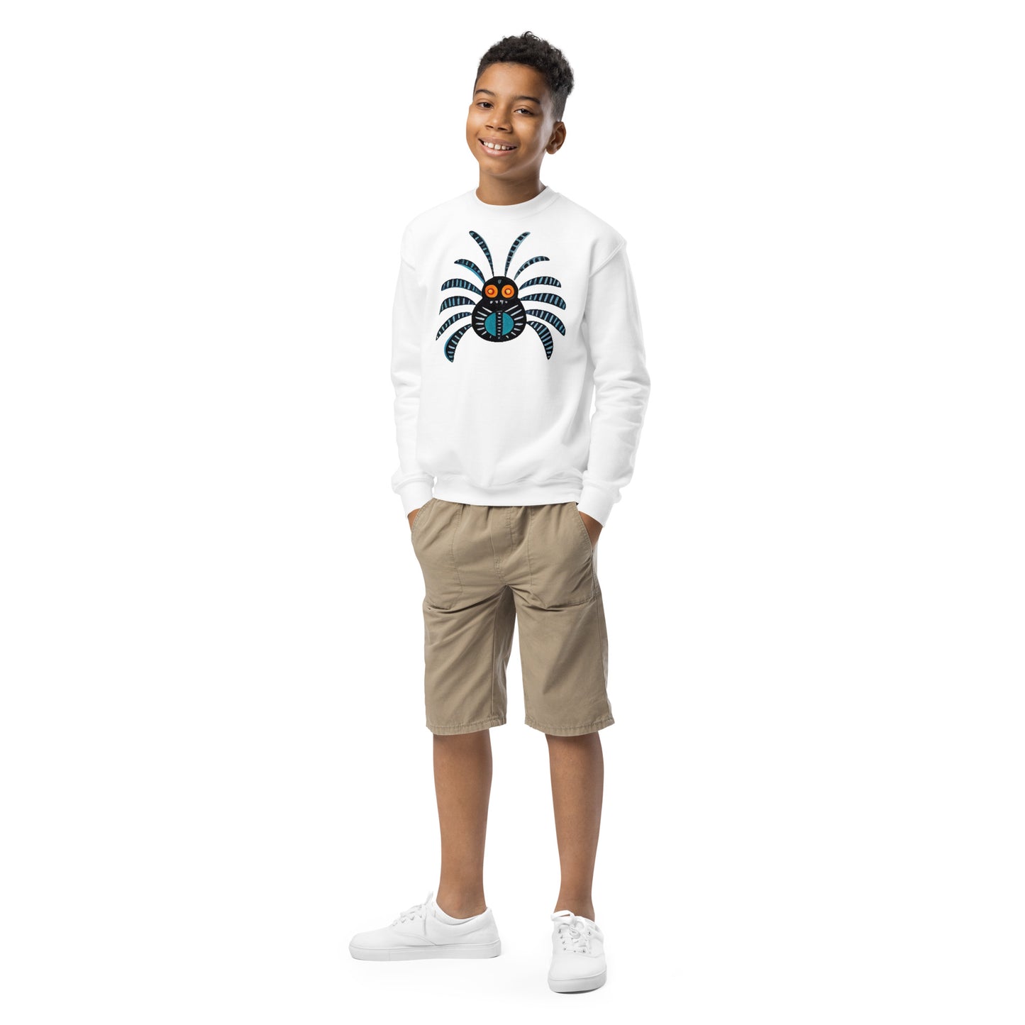 Striped Spider Critter #02 Youth crewneck sweatshirt