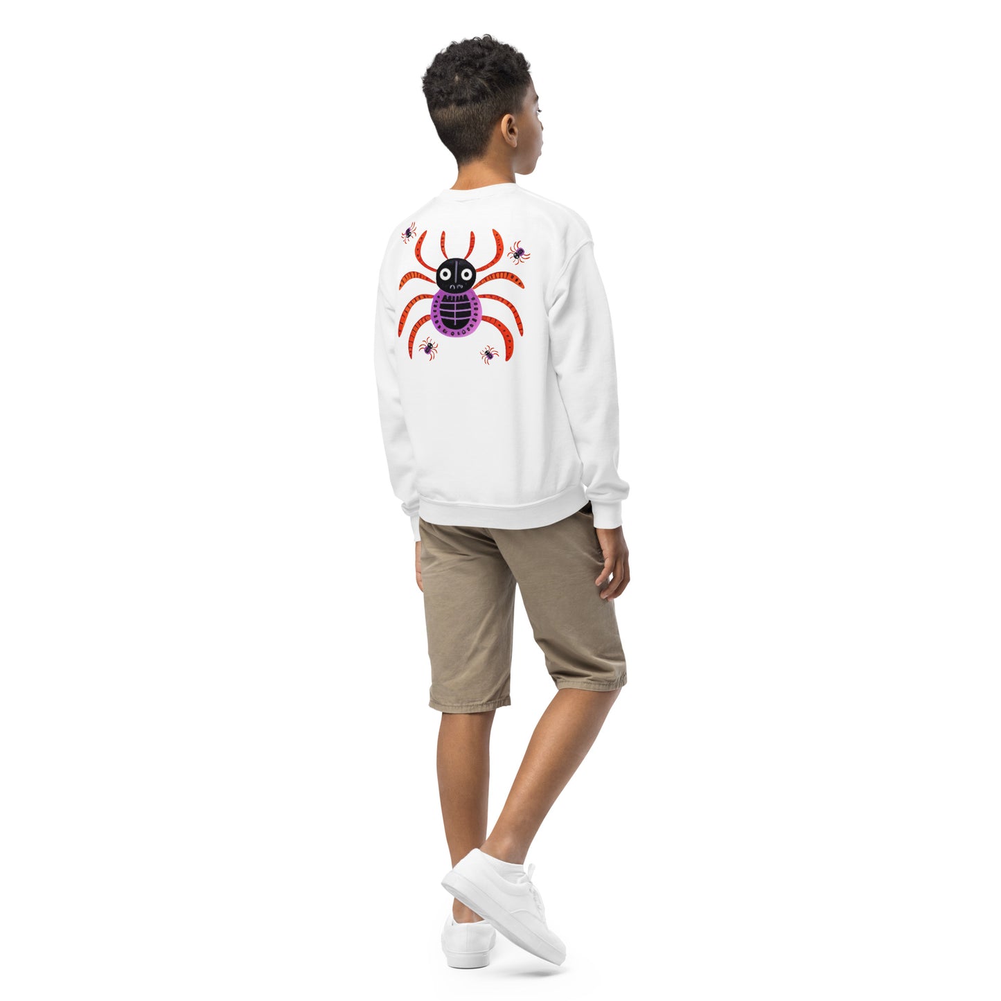 Striped Spider Critter #01 Youth crewneck sweatshirt