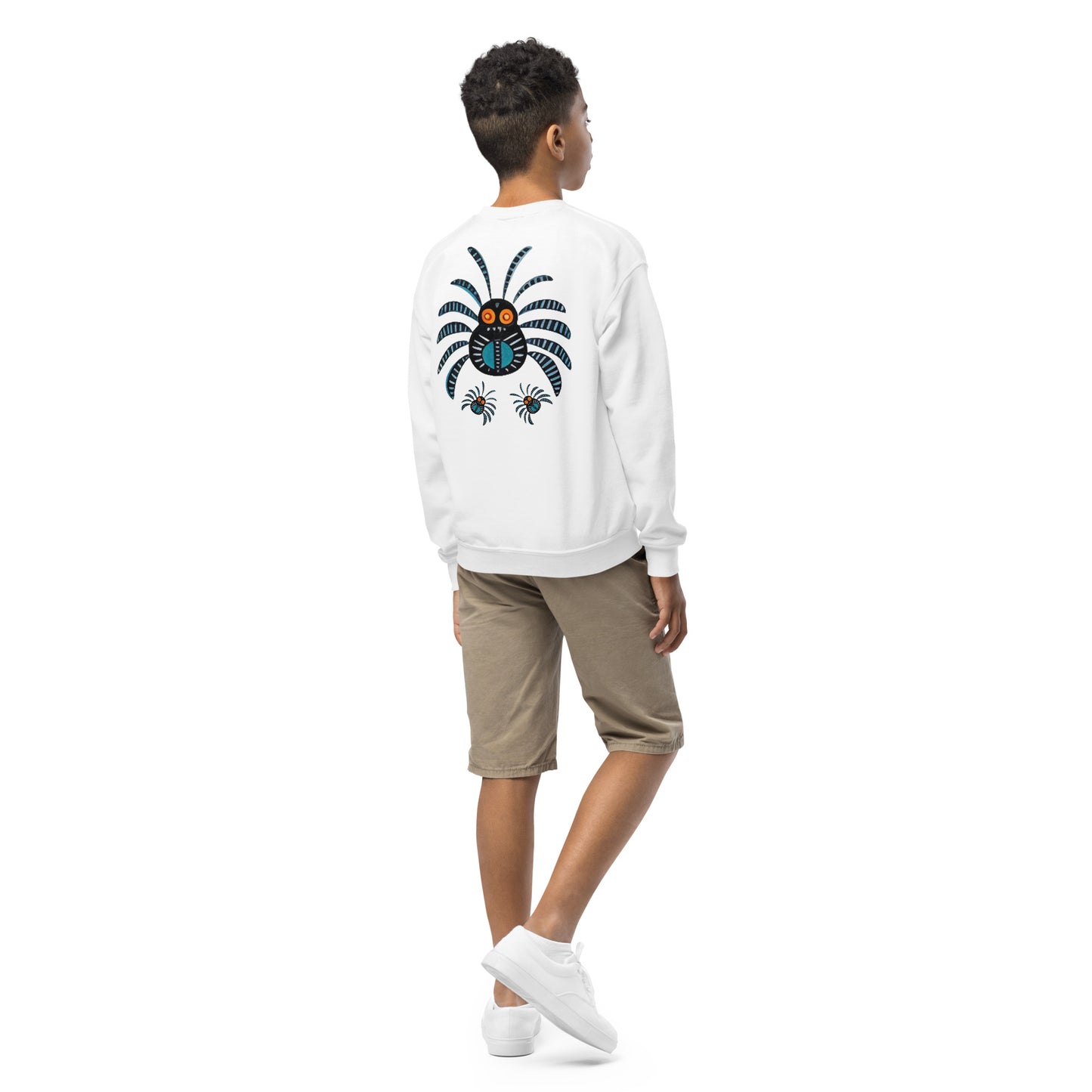 Striped Spider Critter #02 Youth crewneck sweatshirt